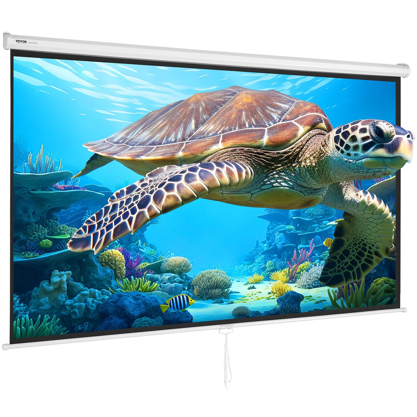 VEVOR Projector Screen, 100 inch Manual Pull Down Projector Screen, 16:9 4K 1080 HD Projector Screen, Auto-Locking Portable Projection Screen, Projector Screen for Family Home Office Theater