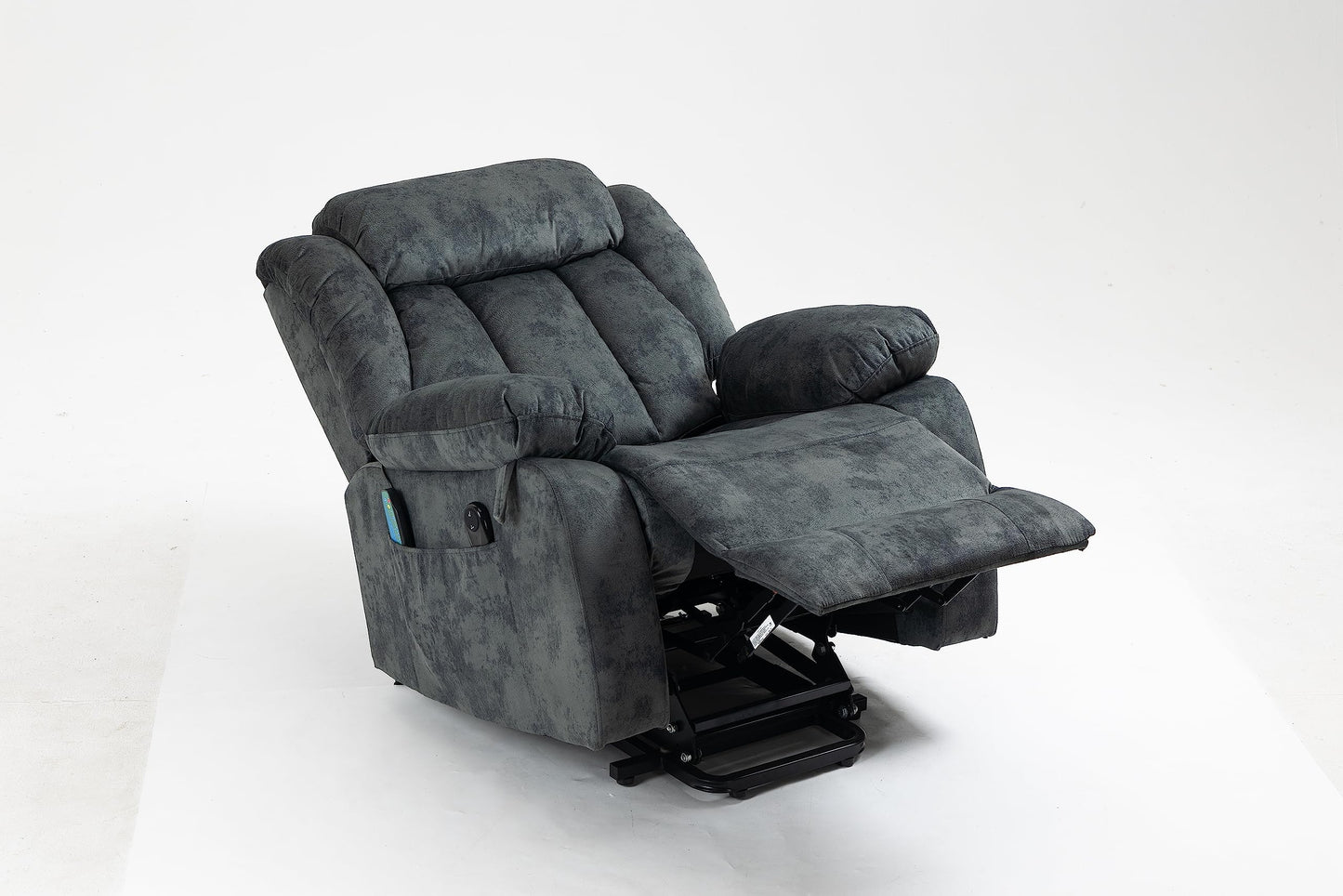 Ball & Cast Lift Recliner Chair with Sides Pockets,Lounge Relax Single Sofa W/Multi-Function Massage and Heat,Glider Reclining Chair W/USB Port &Cup Holders,for Living Room,Grayish Blue