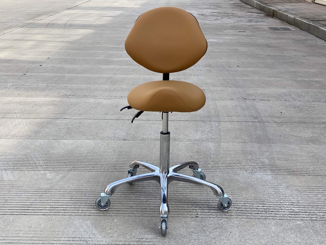 FRNIAMC Adjustable Saddle Stool Chairs with Back Support Ergonomic for Medical Clinic Studio Salon Office and Home (Camel)