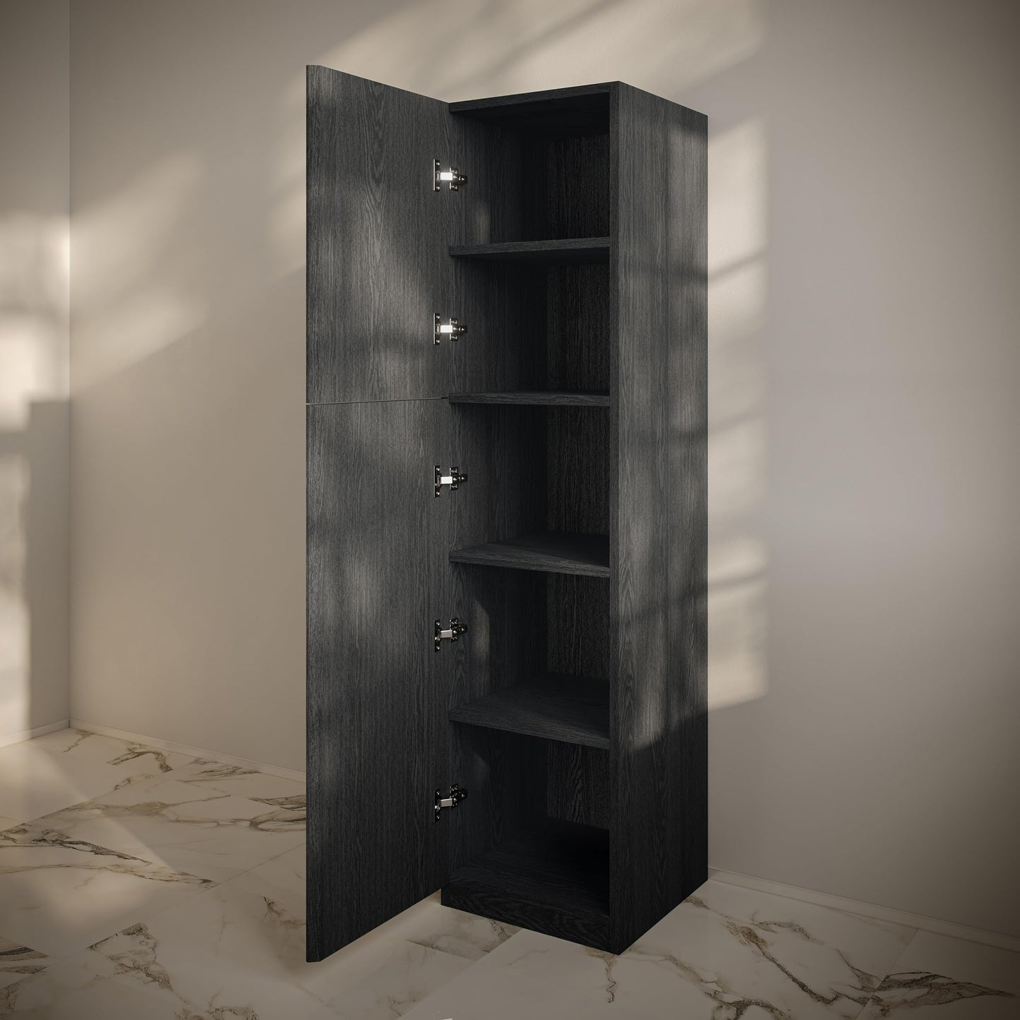 Swiss Madison St. Tropez 15 x 15 x 60 Freestanding Linen Cabinet in Black Oak