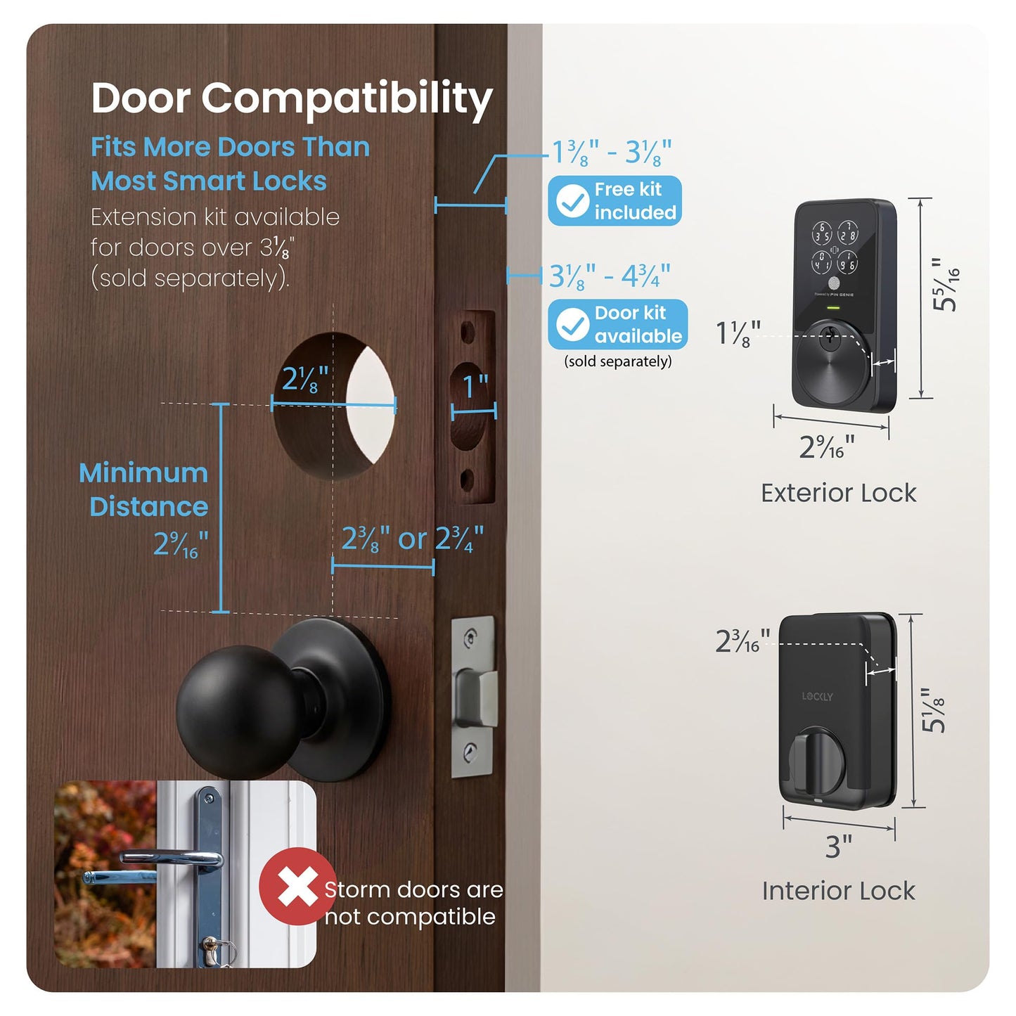 Lockly PIN Genie Pro Zeno Series Smart Lock, Keyless Entry Door Lock with Apple Home Key, Built-in Wi-Fi Keypad Deadbolt Locks for Front Door, App Remote Control, IP65 Weatherproof