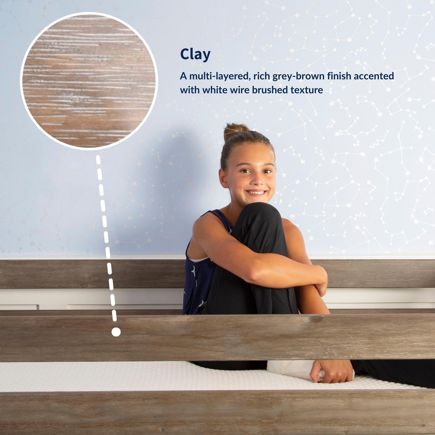 Max & Lily Full Bed, Wood Bed Frame with Headboard For Kids with Trundle, Slatted, Clay