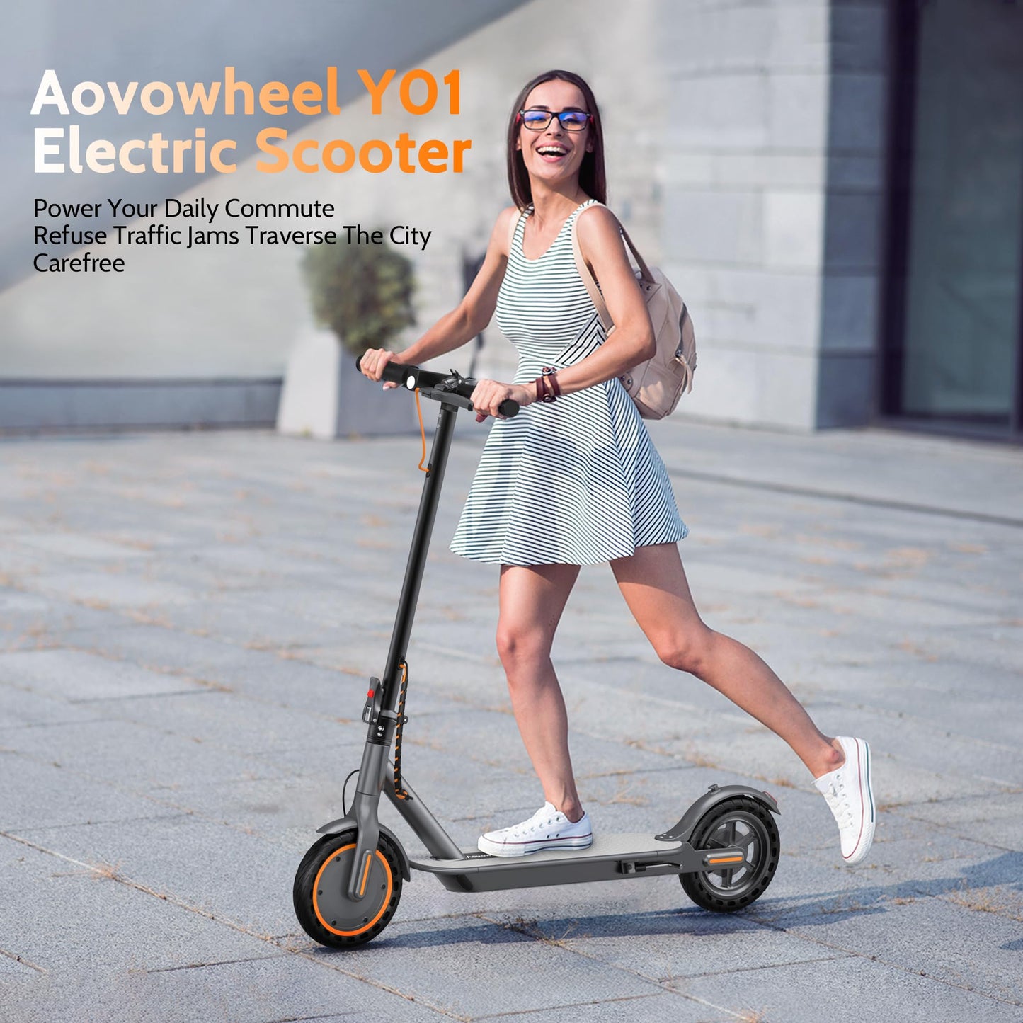 Aovowheel Electric Scooter for Adults, Folding E Scooter with 350W Motor 19 Mph Top Speed, Max 23Miles Long Range,Commuting Scooters with 8.5'' Tires, Dual Brakes