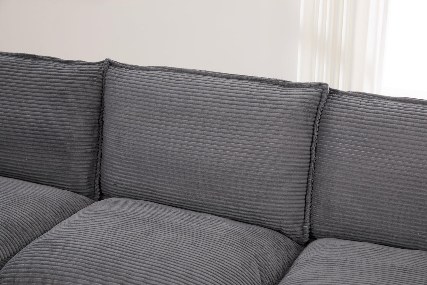 102" Oversized Cloud Modular Sectional Sofa with Movable Ottoman, Free Combination Convertible L Shaped Corner Couch Sets,Comfy Corduroy Upholstered Gray Sofa & Couch for Living Room