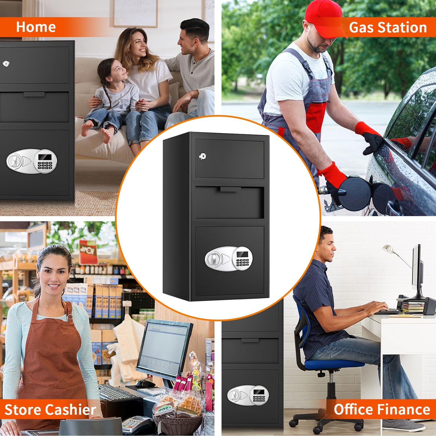 5.6 Cuft Large Depository Drop Safe for Business, Anti-Theft Safe Box with Quick Place Drop Slot, Digital Keypad and Spare Key, Heavy Duty Drop Safes for Business Retail Mail Church Home