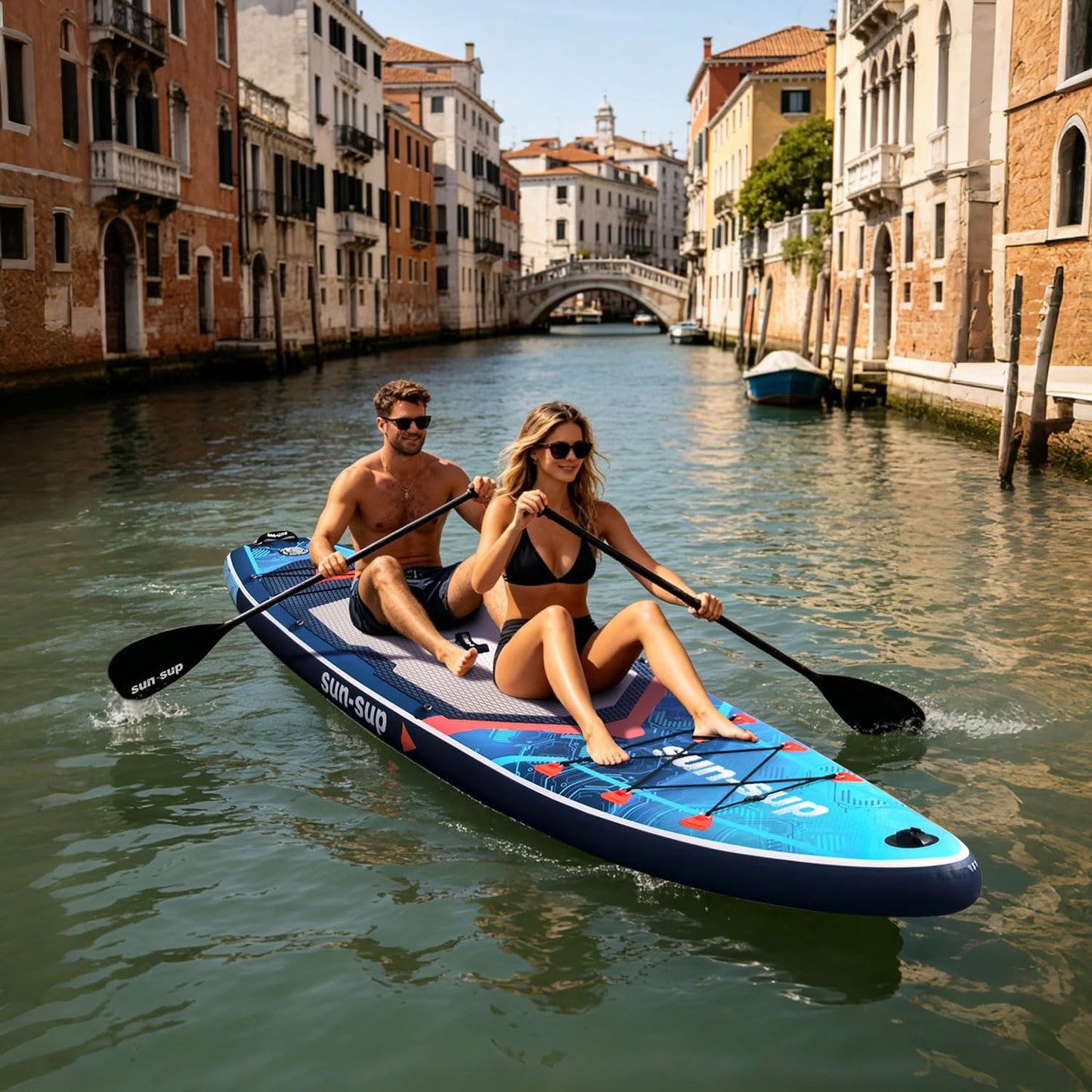 SUN-SUP 11ft Inflatable Stand Up Paddle Board, All-Around Inflatable SUP with Non-Slip Deck for Fishing, Surfing, Yoga and Multi Water Sports