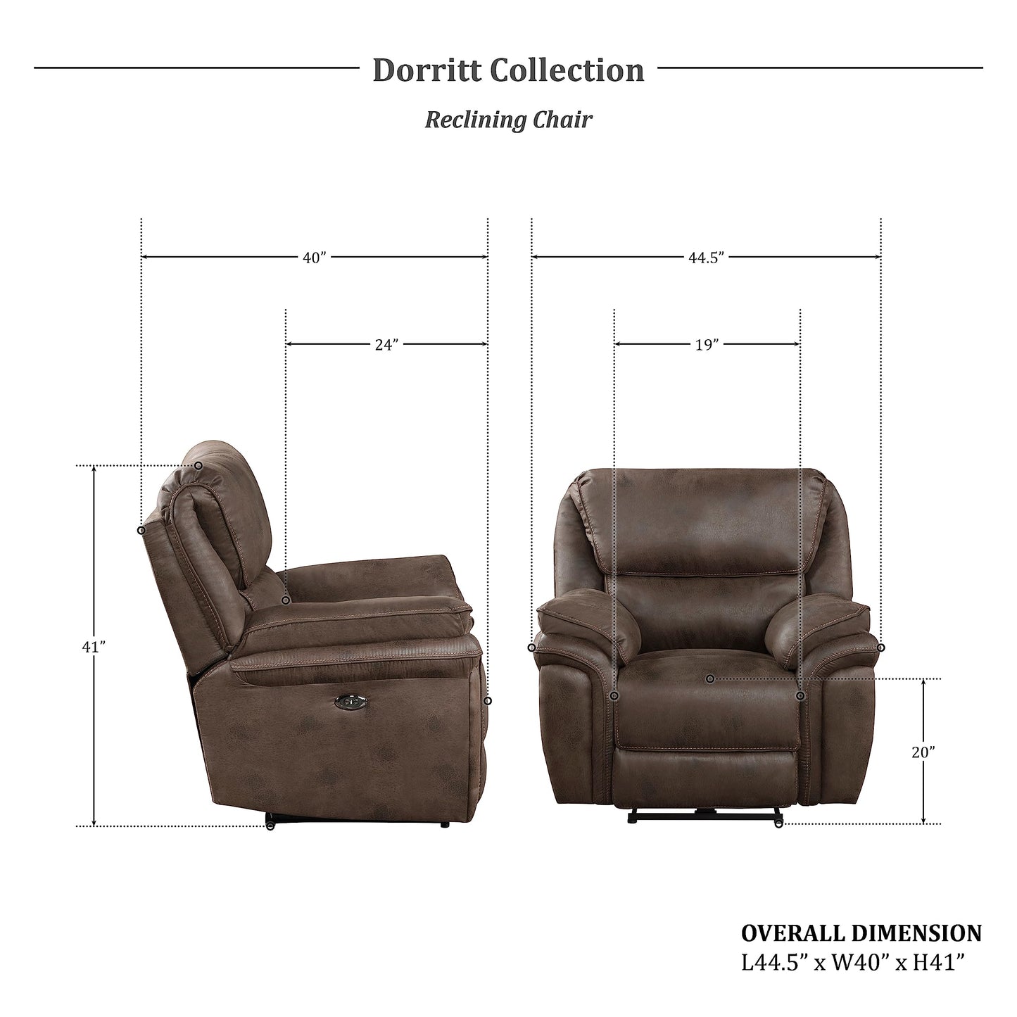 Lexicon Dorritt Power Reclining Living Room Sofa Set, 3-Piece, Brown