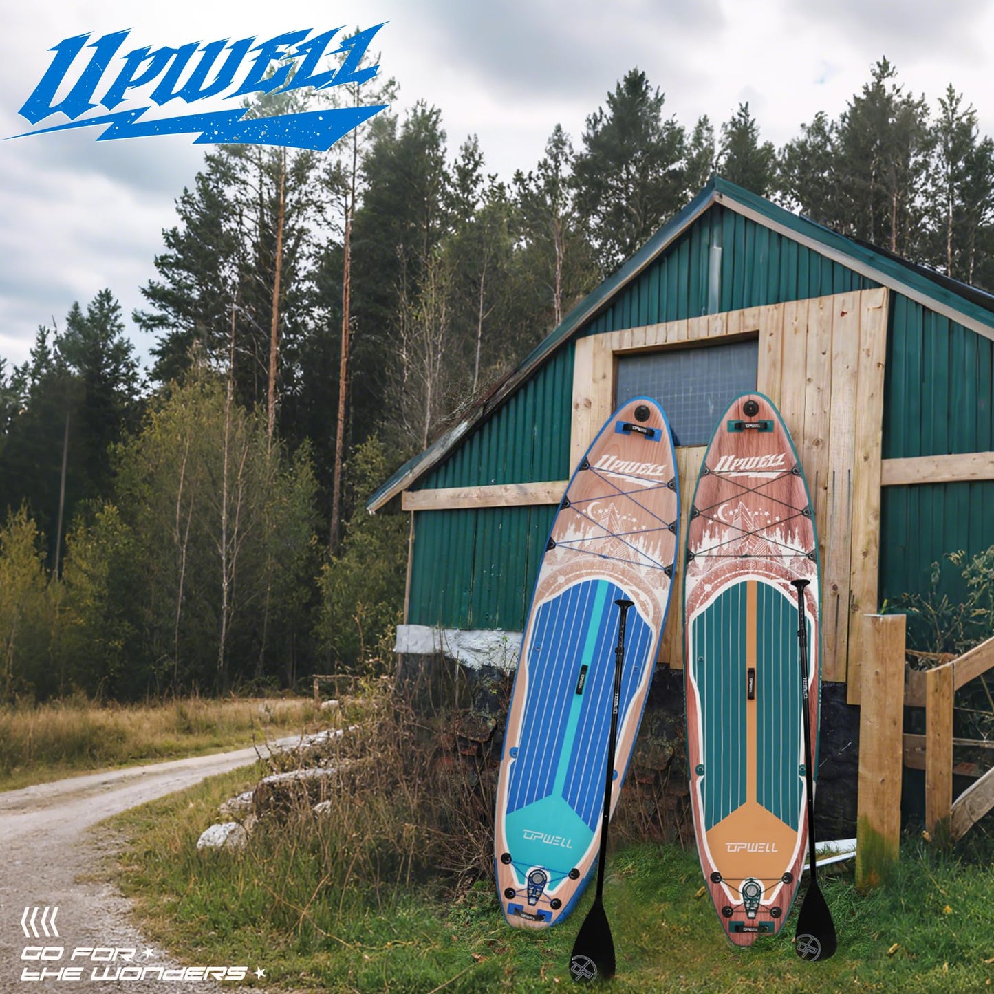 UPWELL 11'6"×35" Extra Wide Inflatable Paddle Board, Stand Up Paddle Board with Kayak Seat, Sup Paddle Boards for Adults, Cypress Blue