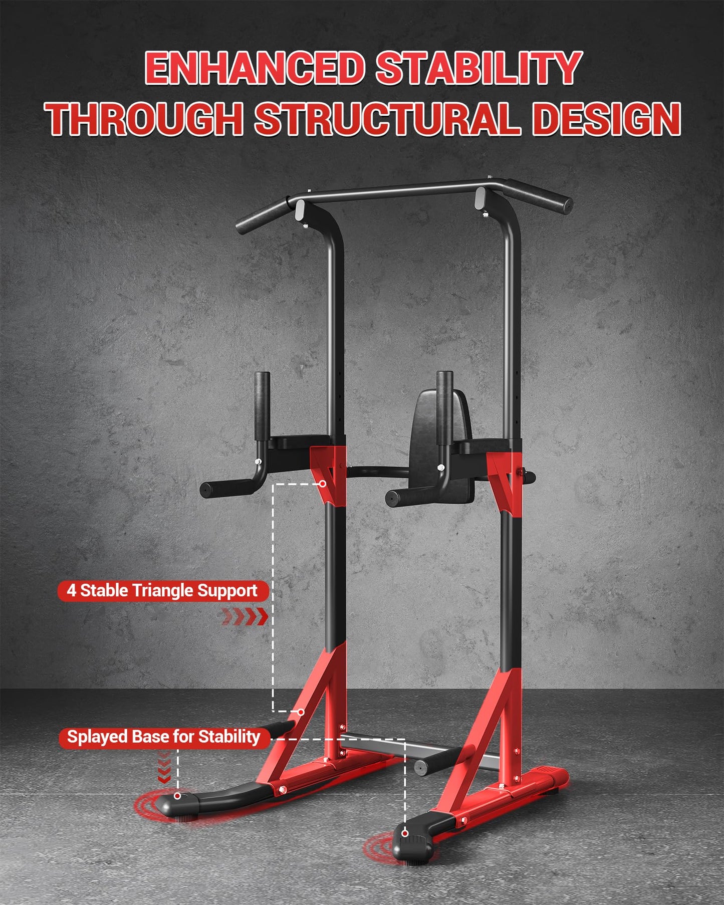 Power Tower Pull Up Bar & Dip Station, 450LB Weight Capacity, Heavy-Duty Carbon Steel Free Standing Home Gym for Pull-Ups, Dips, Leg Raises & Strength Training