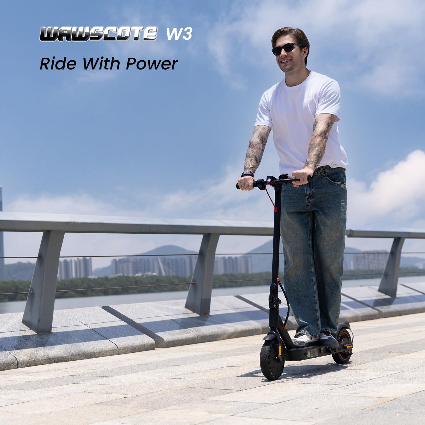 WAWSCOTE Electric Scooter - Electric Scooter Adults, 500W/1500W Motor, 18/21/25 Max MPH, 21/28 Miles Max Range, APP Control, Double Braking Systems, 8.5’’ Tire, Foldable E-Scooter