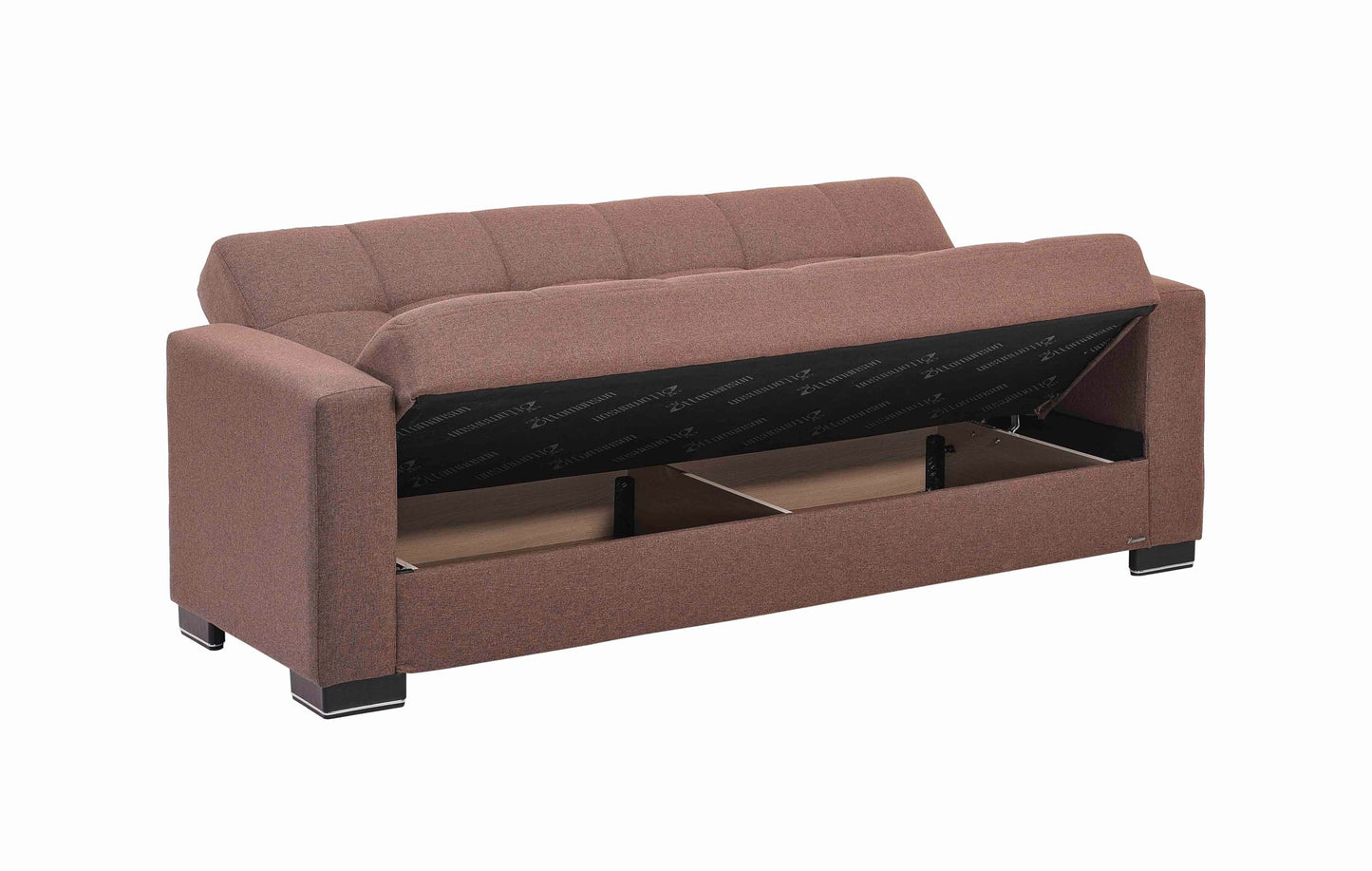 Ottomanson Convertible Sofa Bed Futon Couch with Hidden Storage & Click-Clack Sit-Sleep Conversion – Firm Support Sleeper Sofa for Living Room, Apartment & Guest Room, Brown