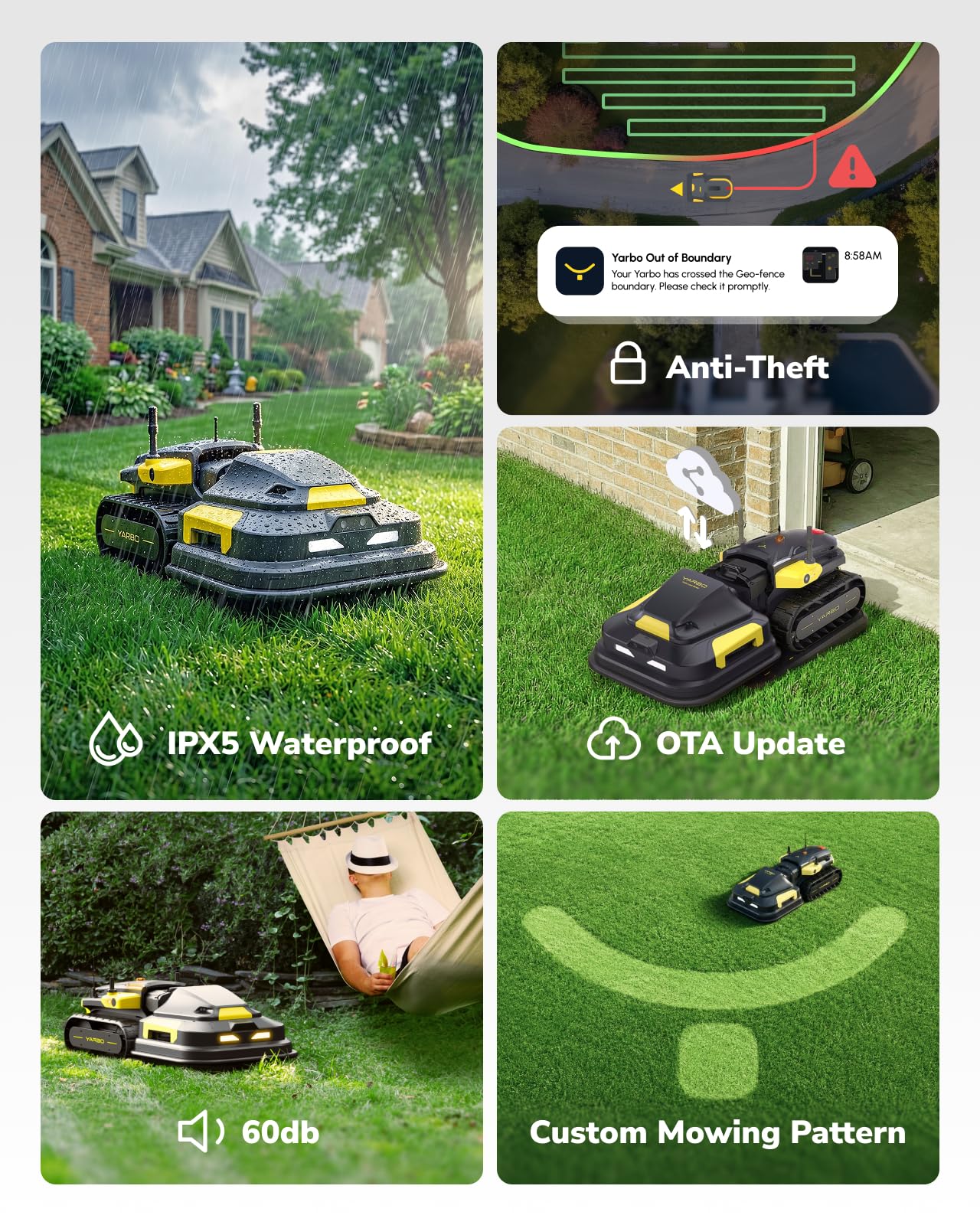 YARBO Robot Lawn Mower and Robotic Snow Blower with Modular Design, Wire-Free Setup, Auto-Recharging, AI Multi-Zone Mapping & RTK for Navigation