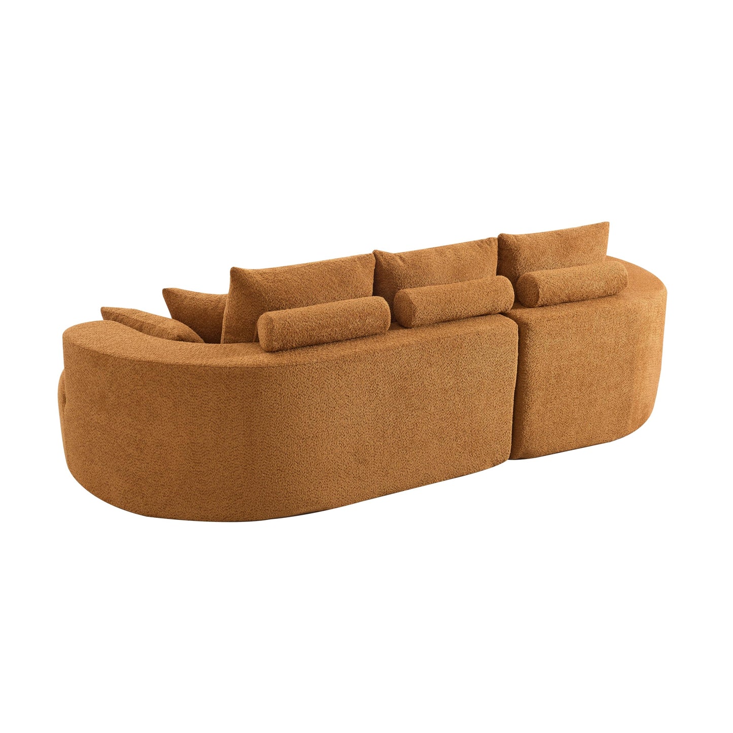 Christopher Knight Home Carden 106" Curved Modular Sectional Sofa, Fabric Upholstered Comfy Sofa Couch with Chaise Lounge, Modern Cloud Couch with Deep Seat, No Assembly Required, Browish Orange