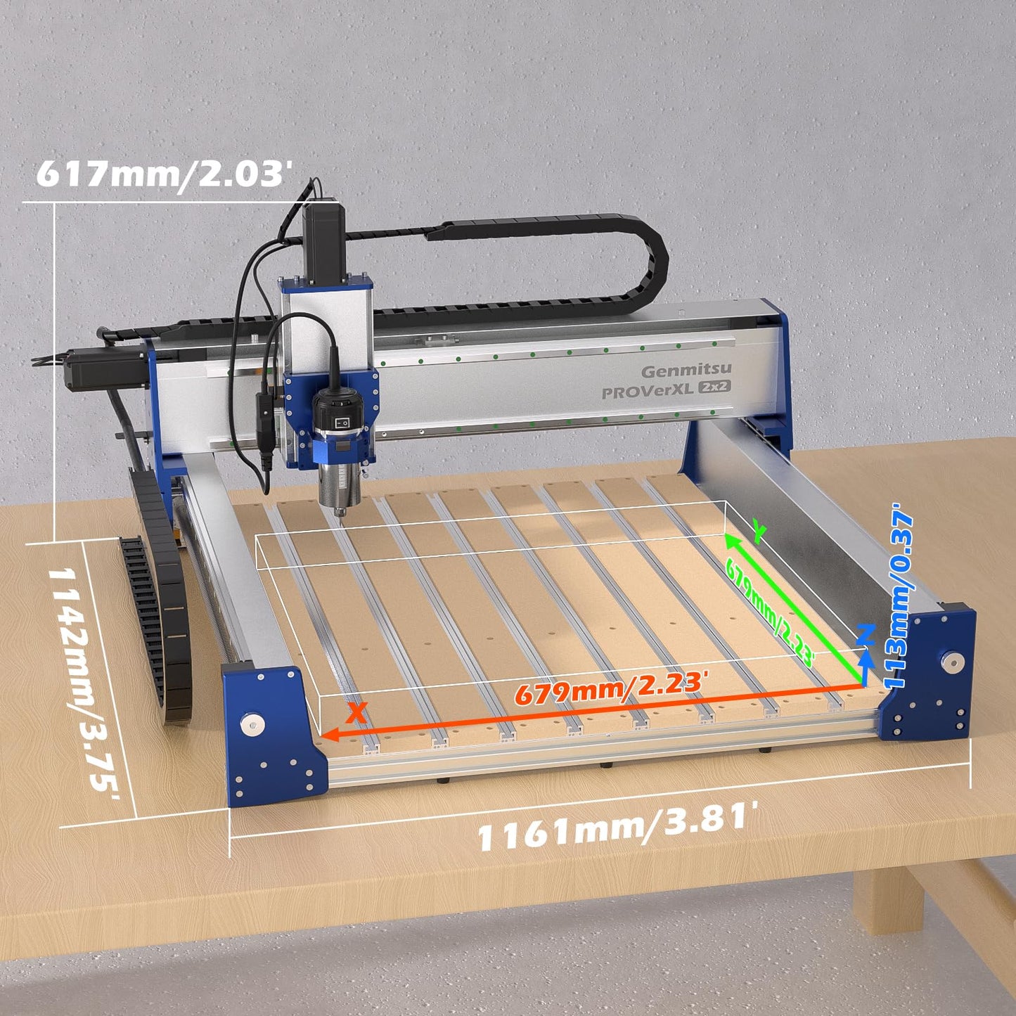 Genmitsu PROVerXL 2X2 CNC Router Machine, 2' x 2' CNC Machine with 710W Spindle, Closed-loop Stepper Motor, for Wood Metal Carving, WiFi & APP Supported, Work Area 26.76'' x 26.76'' x 4.44'