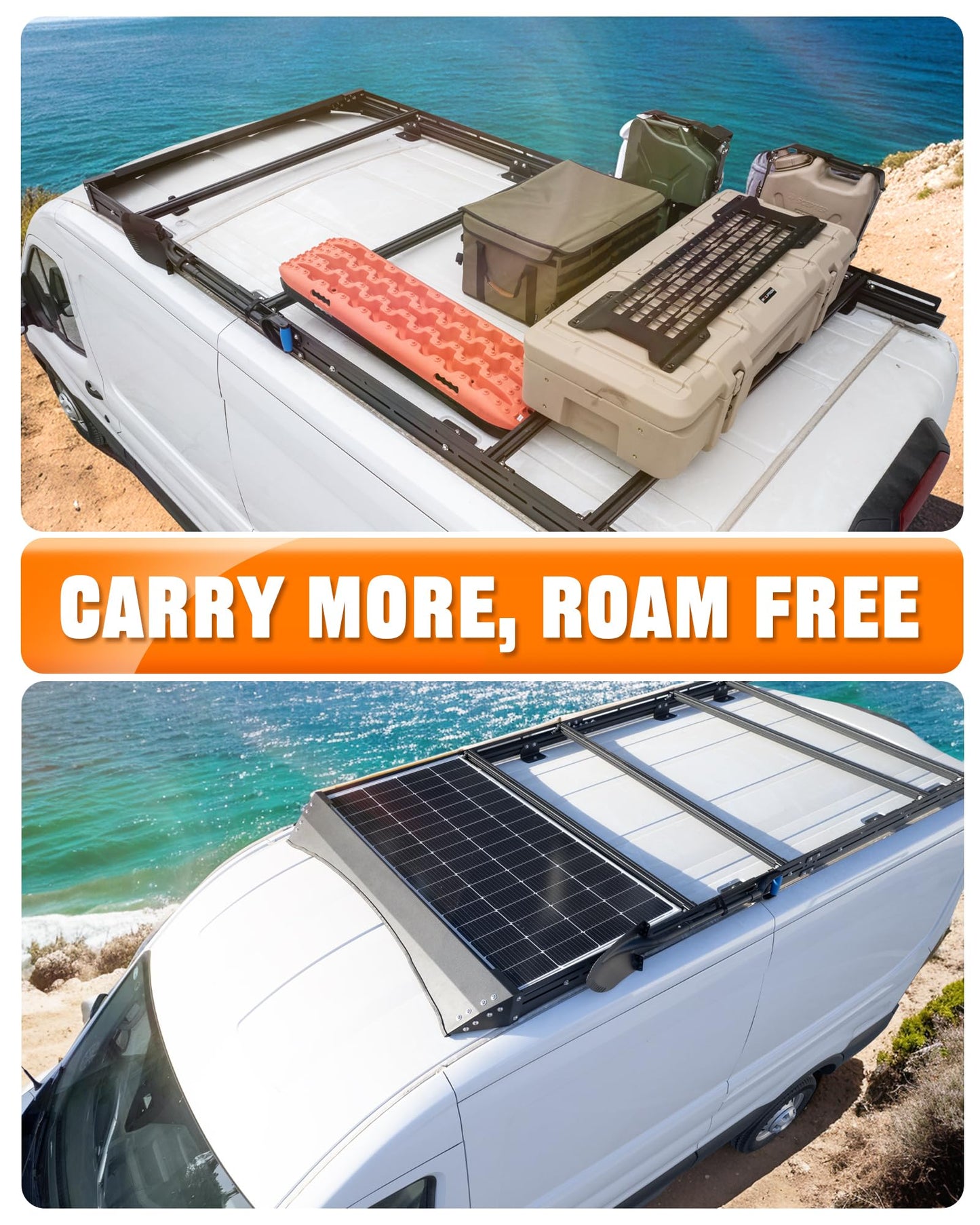 MELIPRON Low Profile Roof Rack Fit for Ford Transit 148" WB Mid Roof