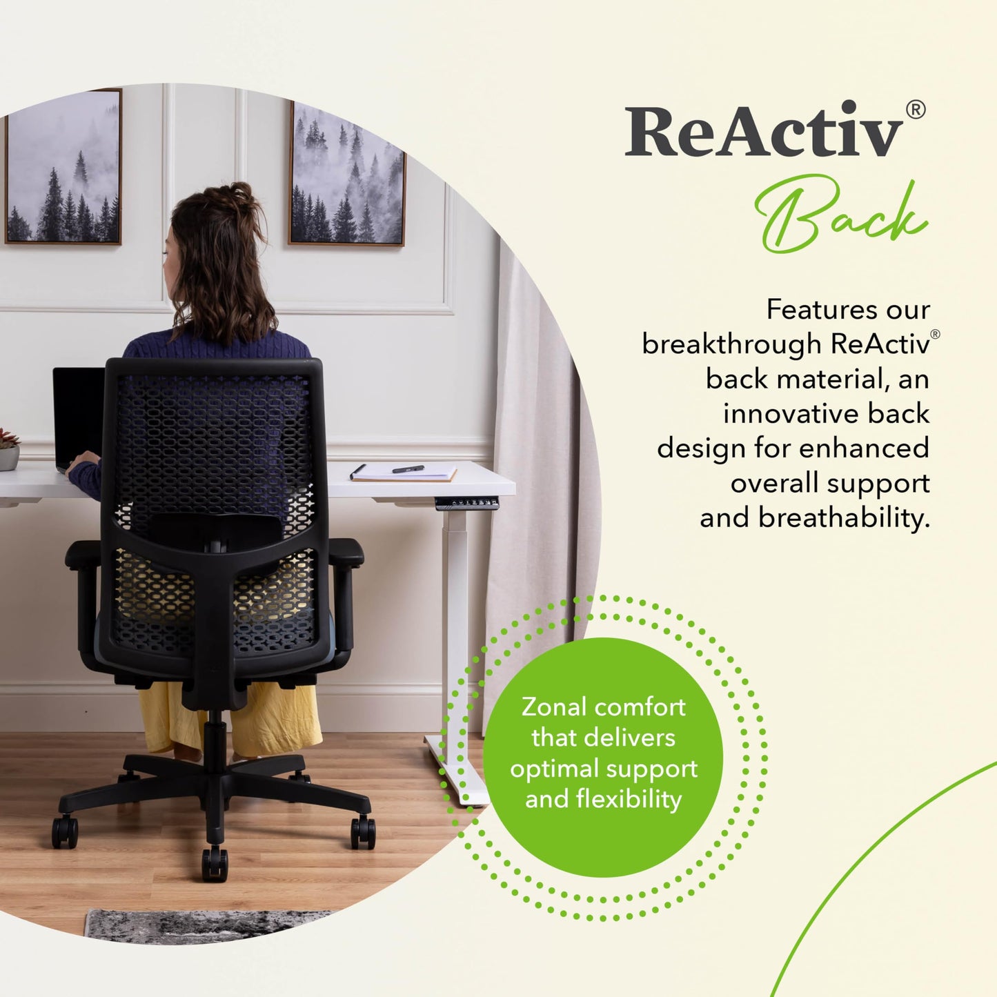 HON Ignition 2.0 ReActiv Ergonomic Office Chair, Mesh Desk Chair with Lumbar Support, Advanced Synchro‑Tilt, Height and Width Adjustable Arms, Swivel Wheels, Black Frame, Ocean