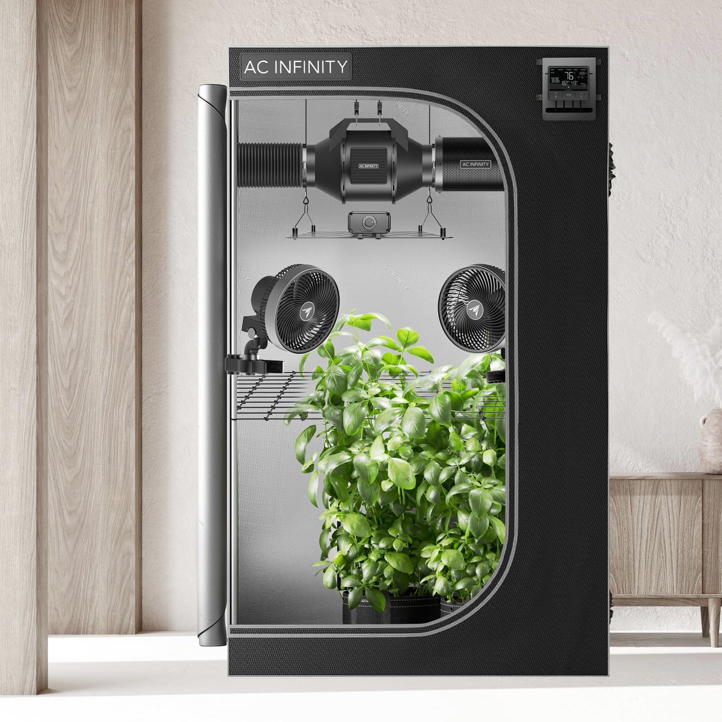 AC Infinity AI Grow System 4x4, 4-Plant Kit w/Self-Learning AI Controller, Dynamic Airflow & LM301H LED Lighting Control, 2000D Mylar Tent w/Lab-Tested Reflectivity, Largest Zippered Window