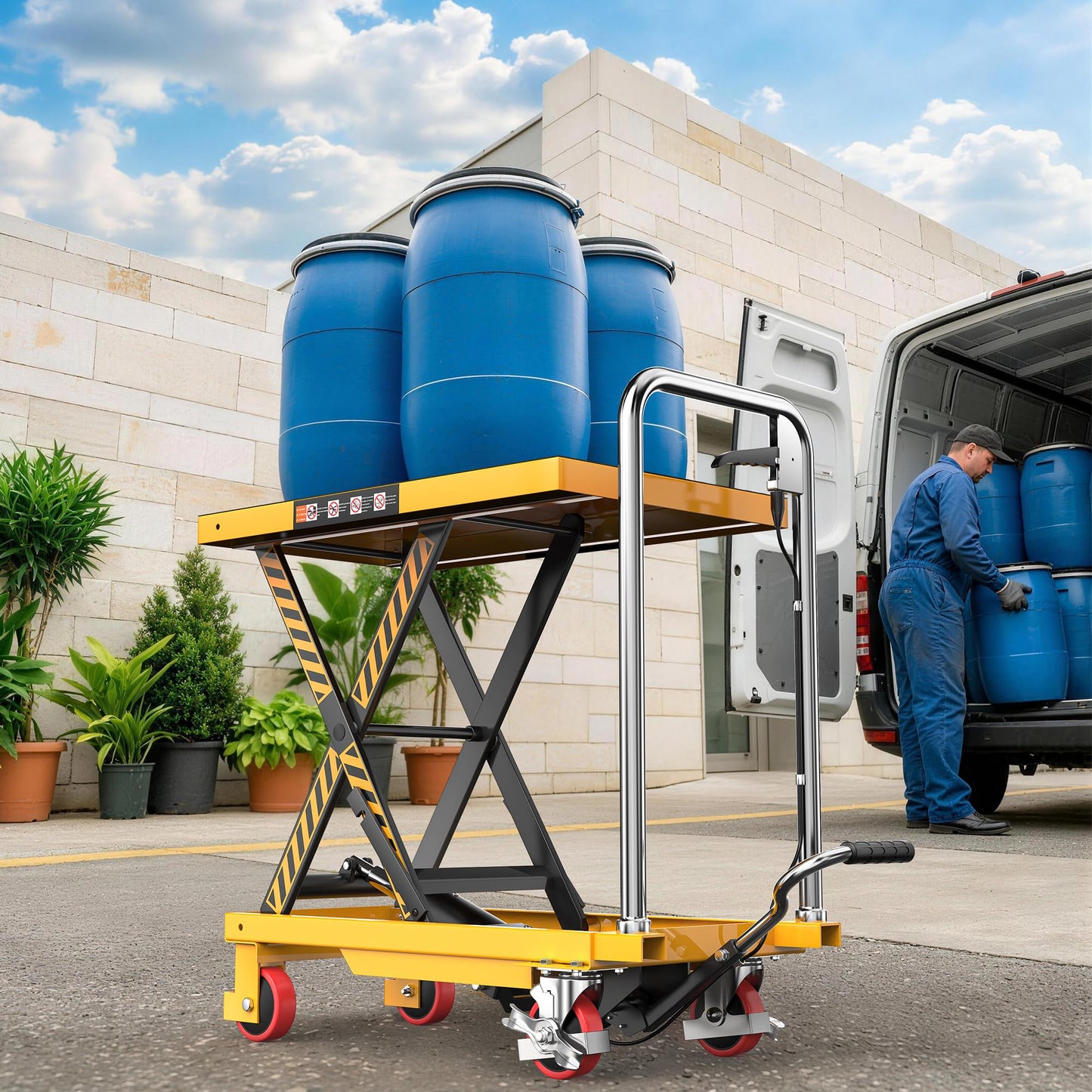 Tera Hydraulic Lift Table Cart: 330lbs Single Scissor 8.3"-28.5" Lift Range