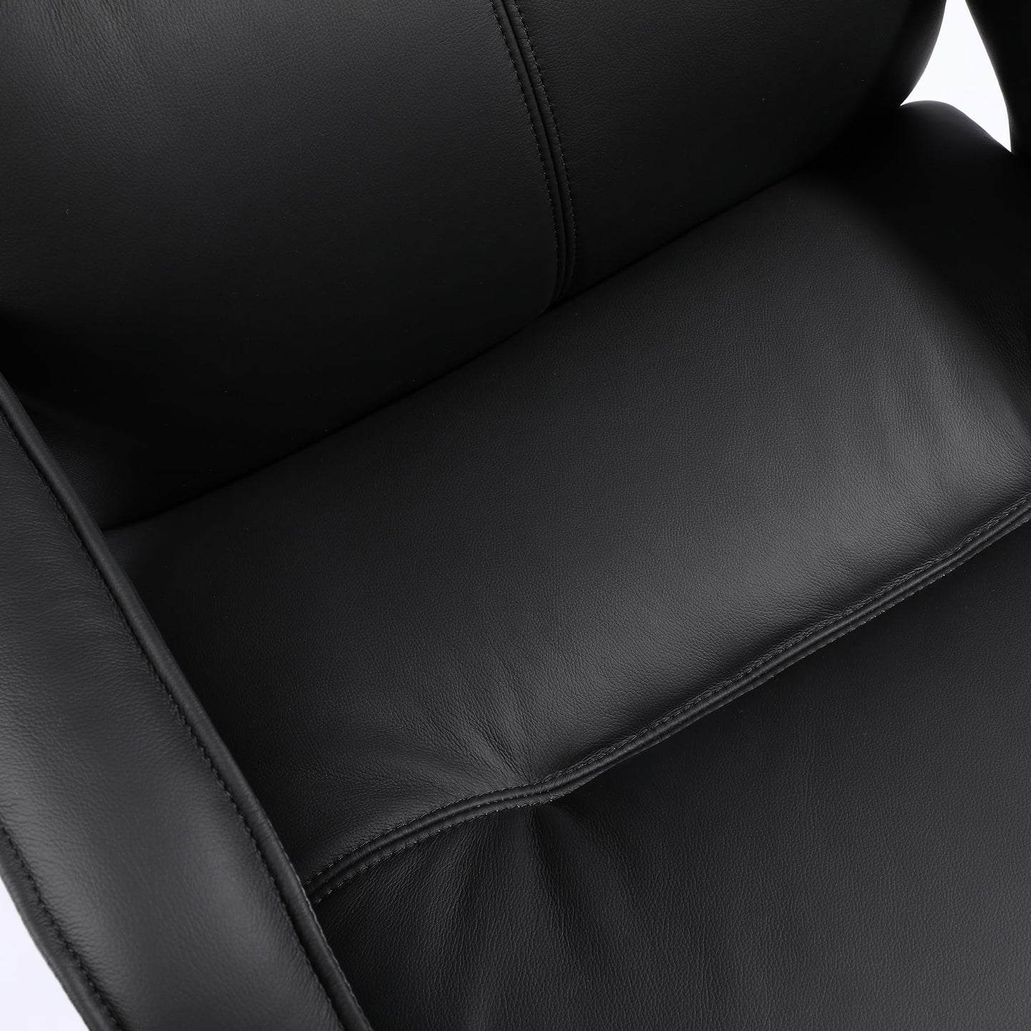 HUAUR Genuine Leather Modern Executive Chair High-Back Support 90 to 150 Degrees Tilt and Upholstered Home Desk Chair with Base 360LB Capacity Swivel Computer Office Chair (Black)