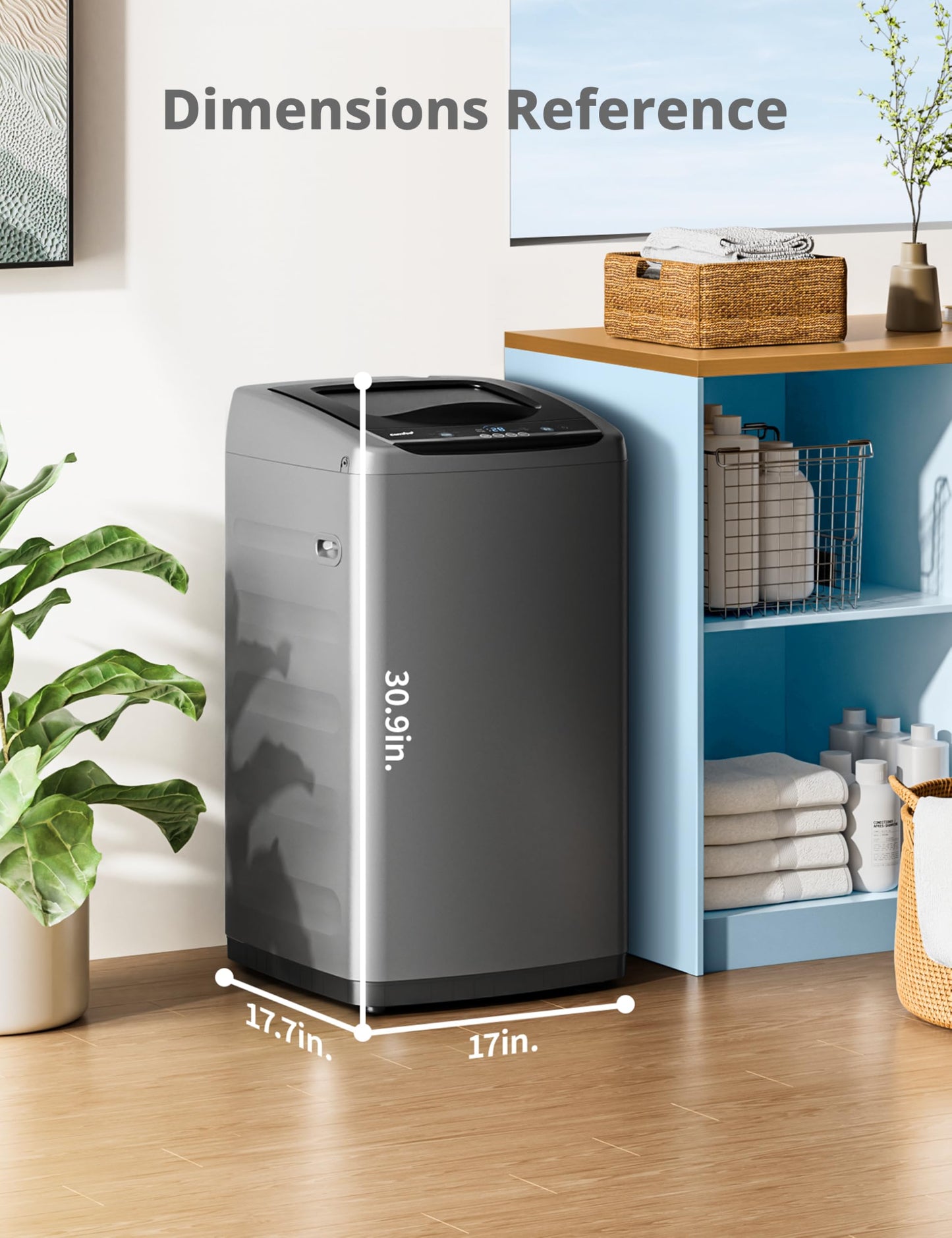 COMFEE' Portable Washing Machine, 0.9 cu.ft Compact Washer With LED Display, 5 Wash Cycles, 2 Built-in Rollers, Space Saving Full-Automatic Washer