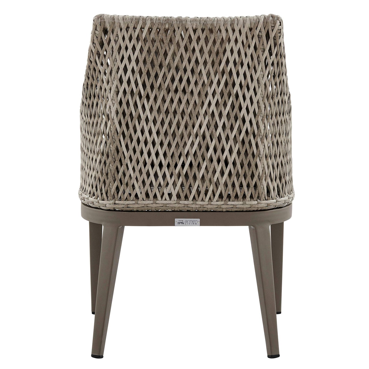 Armen Living Silvana Outdoor Wicker and Aluminum Gray Dining Chair with Beige Cushions - Set of 2