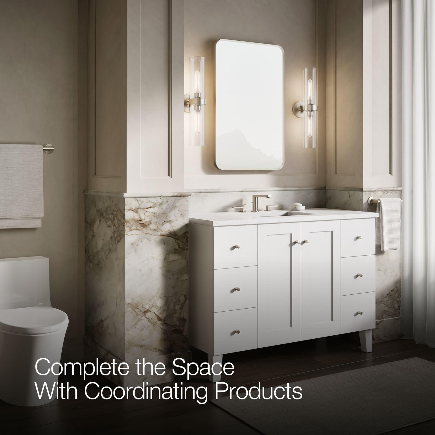 Kohler 35570-BNL Verdera® Framed Bathroom Medicine Cabinet with Mirror, Rectangular Design, Mirrored Interior, Adjustable Glass Shelves, Rustproof, 22 in. W x 34 in. H, Brushed Nickel
