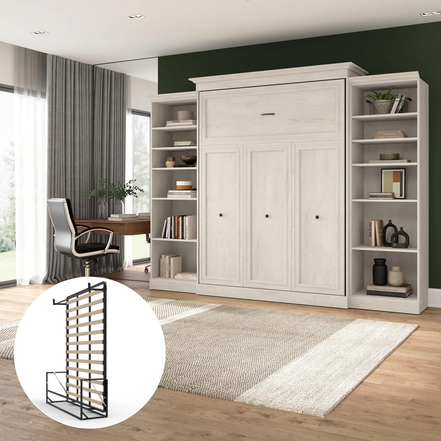 TooCust Vertical Murphy Wall Bed Frame Queen Size with Two-Stage Deluxe Gas Spring - DIY Wall Bed Queen Vertical, Folding Wall Bed, Vertical Murphy Bed Kit Queen Size