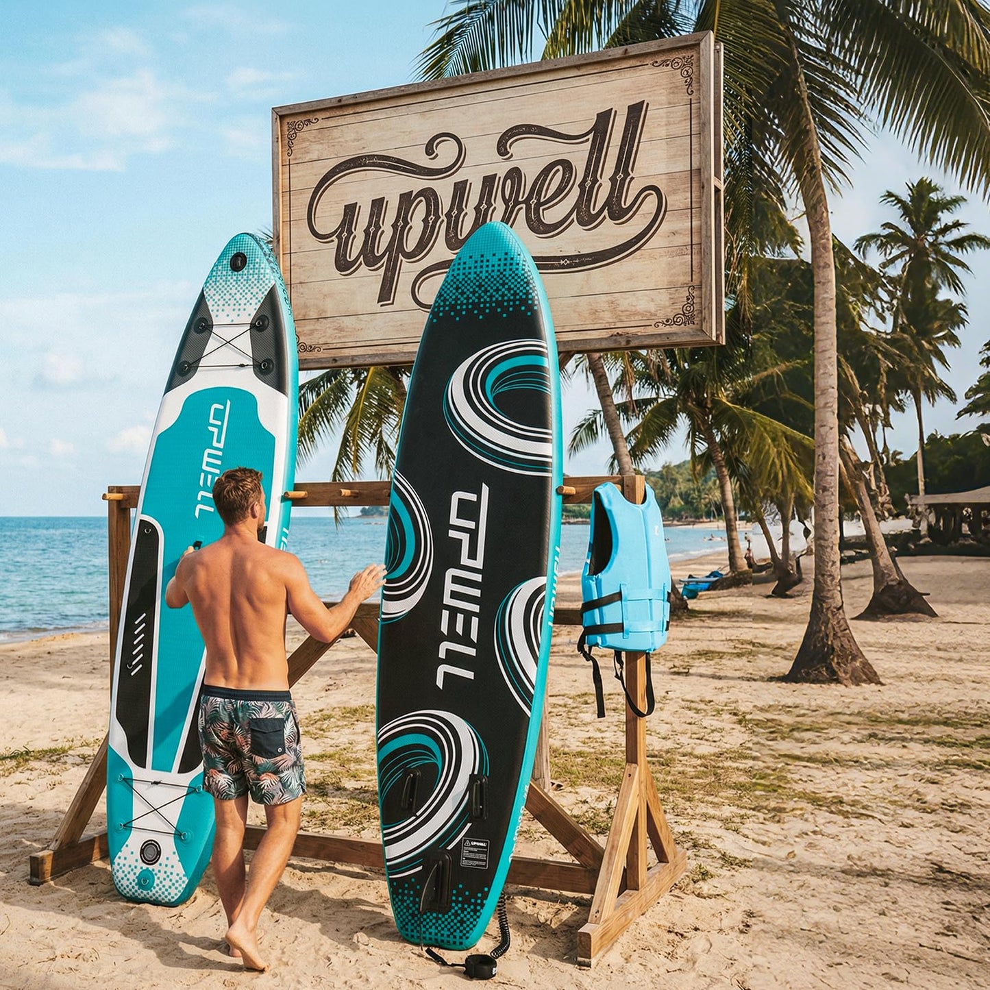 UPWELL Inflatable Stand Up Paddle Board Premium SUP Modular Paddle Boards for Adults, 11' Blow up Paddle Boards 6” Thick, Cyclone
