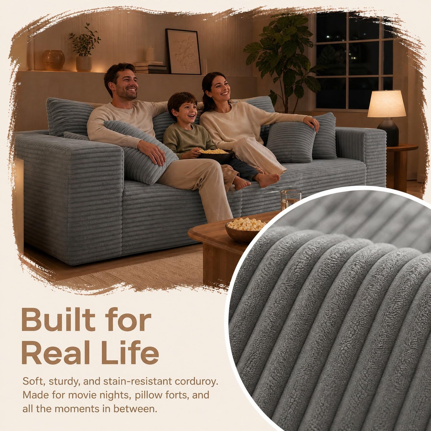 Trygoal 3-Pieces Sectional Boneless Couch Set for Living Room, Oversized Couch Including 3-Seater & 2-Seater & Single Chair, Deep Seat Sofa Set with Armrests & Pillows,No Assembly Required, Light Gray