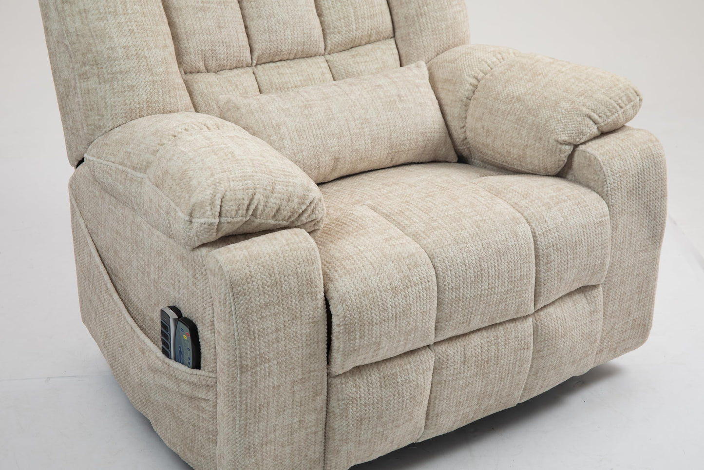Power Lift Recliner Chair with 4 OKIN Motors Heat and Massage Lay Flat Electric Recliner Sofa Chair Adjustable Headrest and Lumbar for Big and Tall Adults