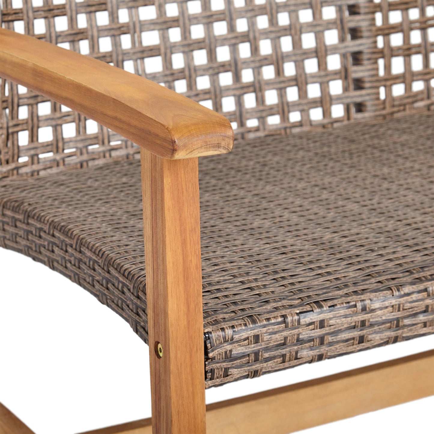 Christopher Knight Home Hamptom Outdoor Acacia Wood and Wicker Conversation Set with Loveseat, Gray