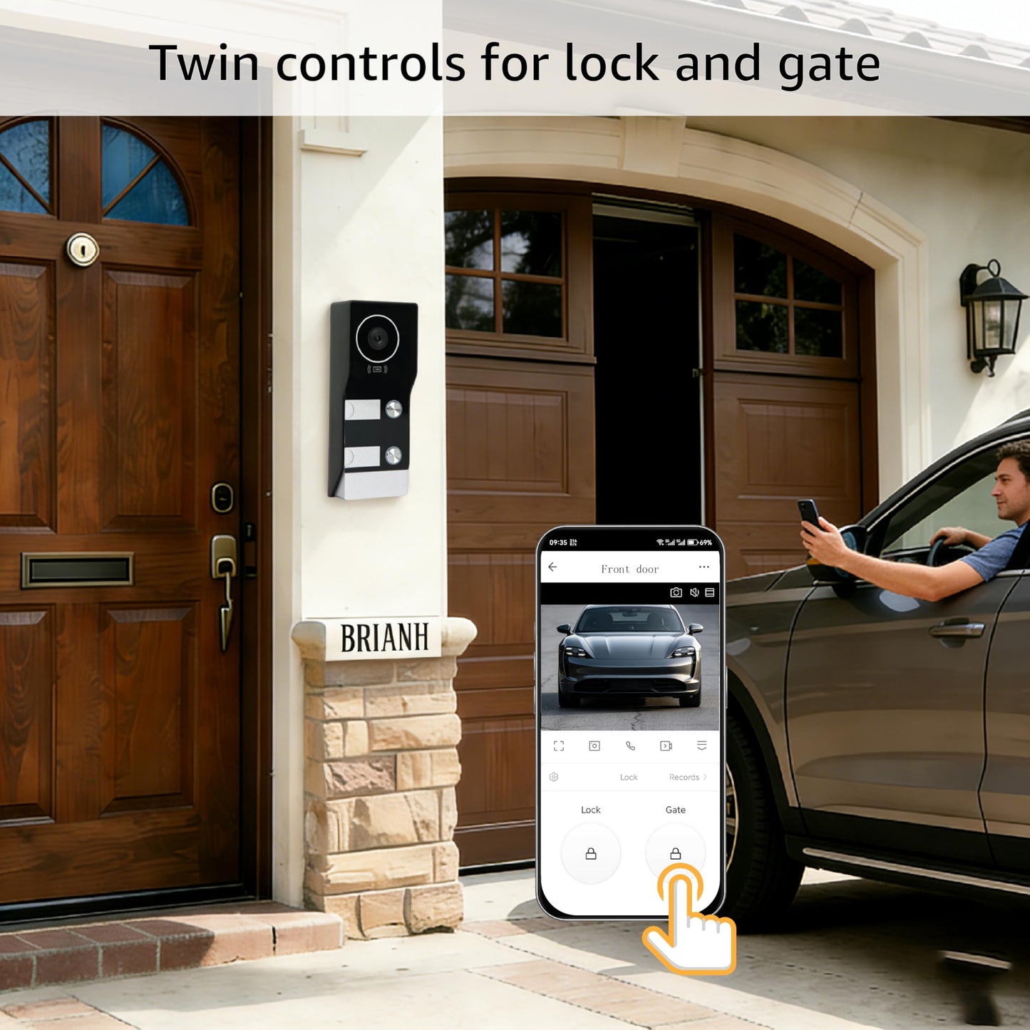 LUMOBELL House Video Intercom System for 2 Families, 1080P Wired Video Doorbell with Two 7-inch Touch Screen Monitors, WiFi 6 Remote App Unlock, RFID Access, 2-Way Audio, Night Vision for Apartment
