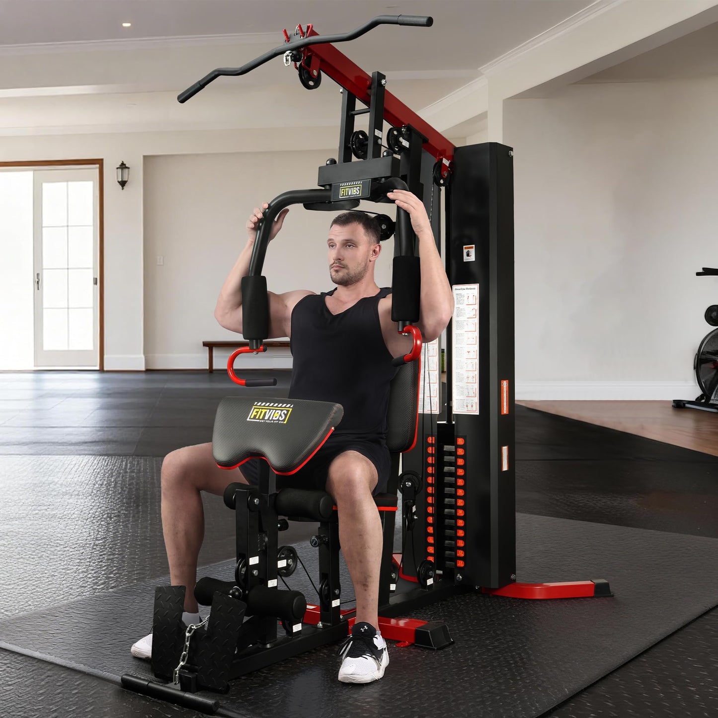Fitvids Multifunctional Home Gym Equipment with 160 lbs Weight Stack, Full Body Workout Weight Machine, Strength Training Exercise Equipment with Pulley System & Leg Press, All-in-One Workout Station