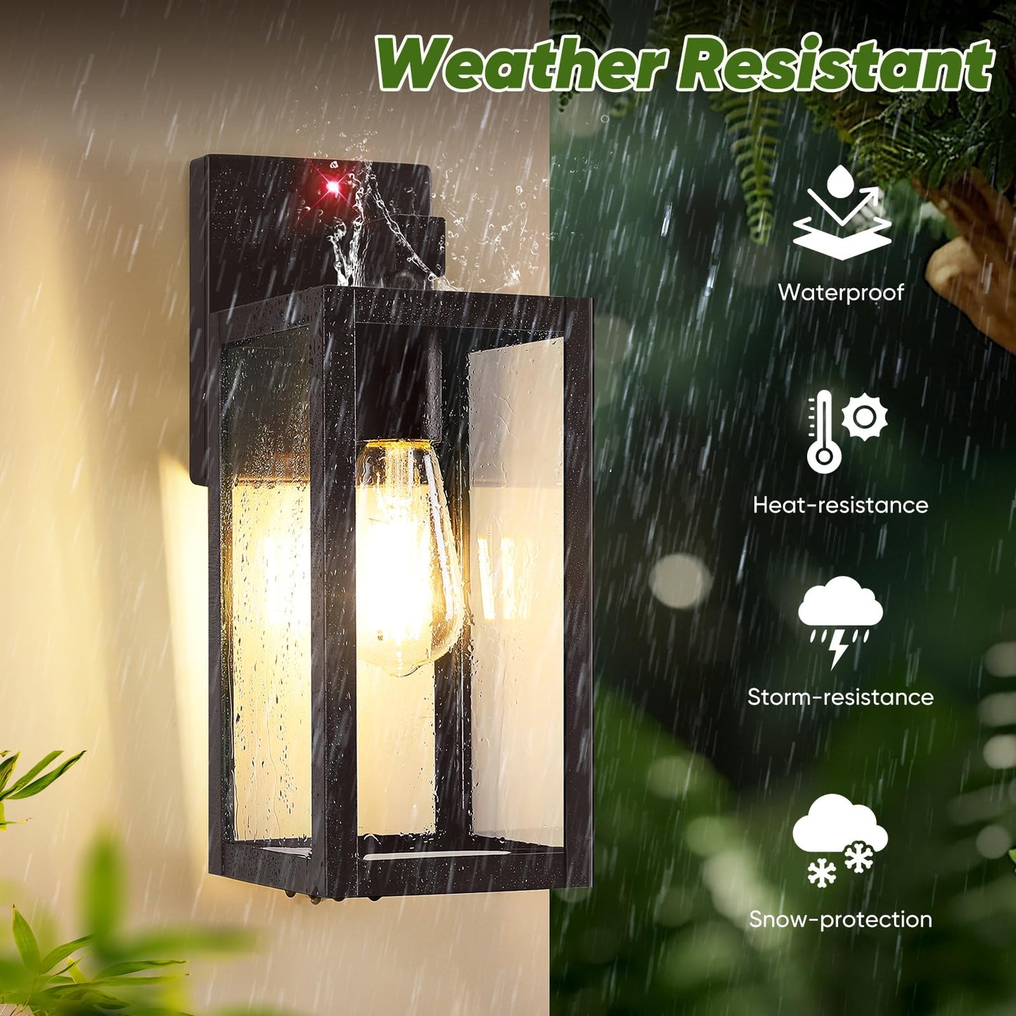 BesLowe 2-Pack Motion Sensor Outdoor Wall Lights, 13in, Brown, Metal, Model A923, Dusk to Dawn, 3 Lighting Modes