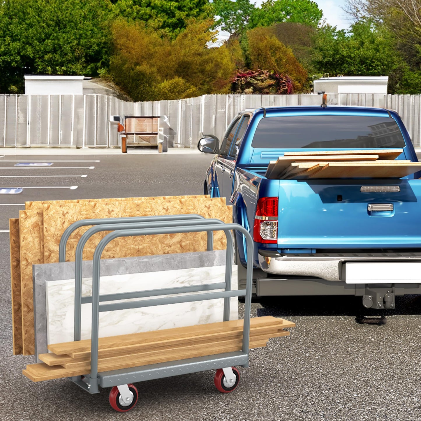 YITAHOME 2-in-1 Steel Panel Truck Cart 22LBS with 4 Swivel Casters
