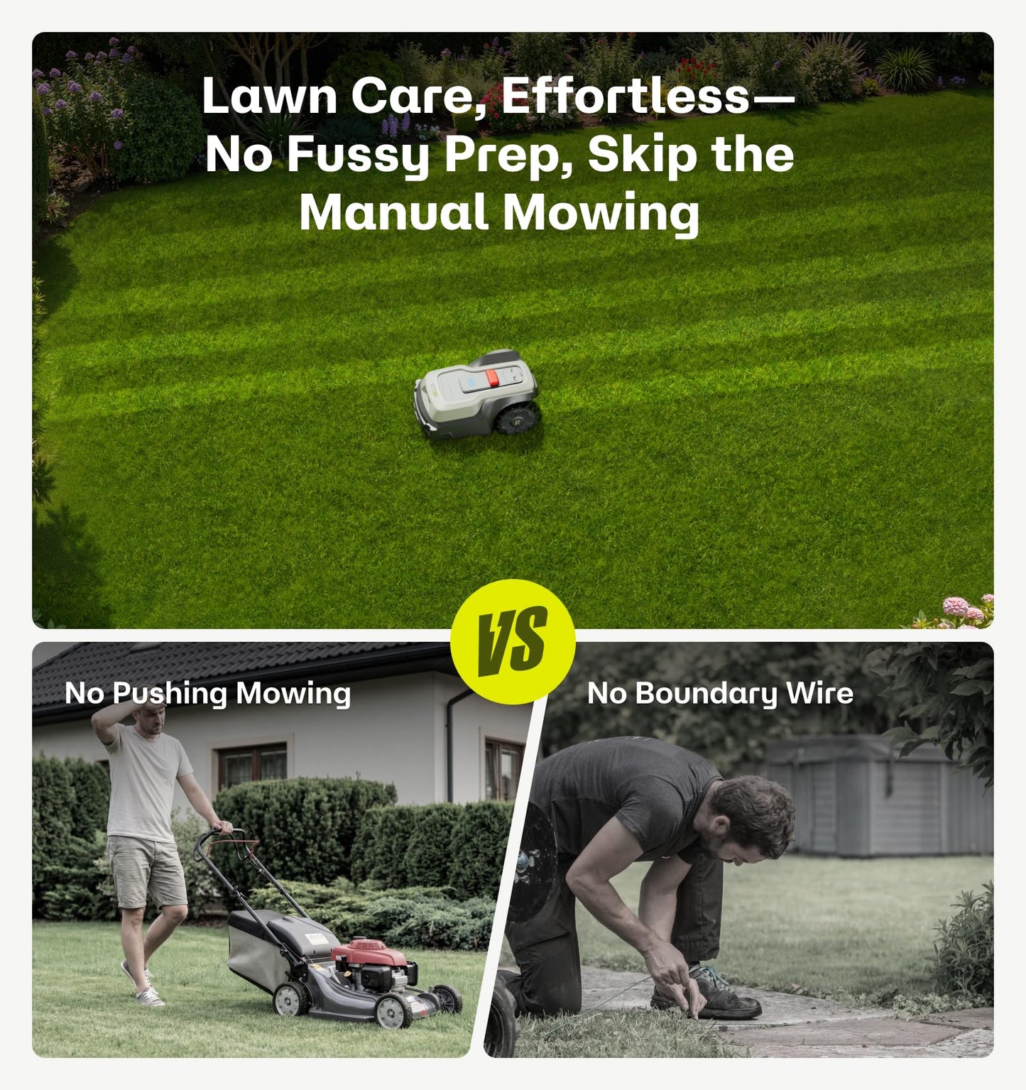 RoboUP T1200Pro Wire-Free Robot Lawn Mower, Automatic Robotic Mower for 0.37 Acre, RTK+Vision, AI Obstacle Avoidance, 1.18"-2.36" Adjustable Cutting Height, Unlimited Multi-Zone Mowing Robotic Mower