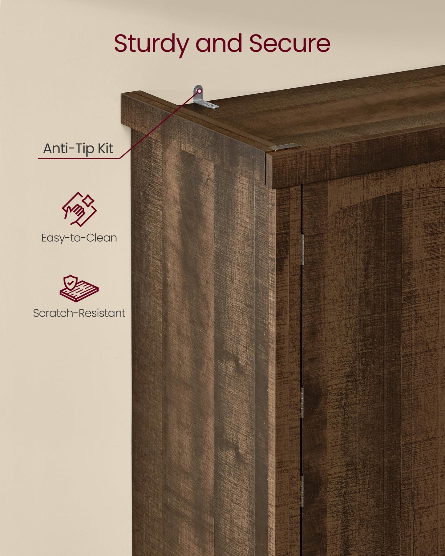 VASAGLE Pantry Cabinet, 15.7 x 30 x 71.7 Inches, Freestanding Tall Cupboard Storage Cabinet with a Drawer, 2 Cabinets, 6 Adjustable Shelves, for Living Room, Kitchen, Deep Brown UBBK561K01
