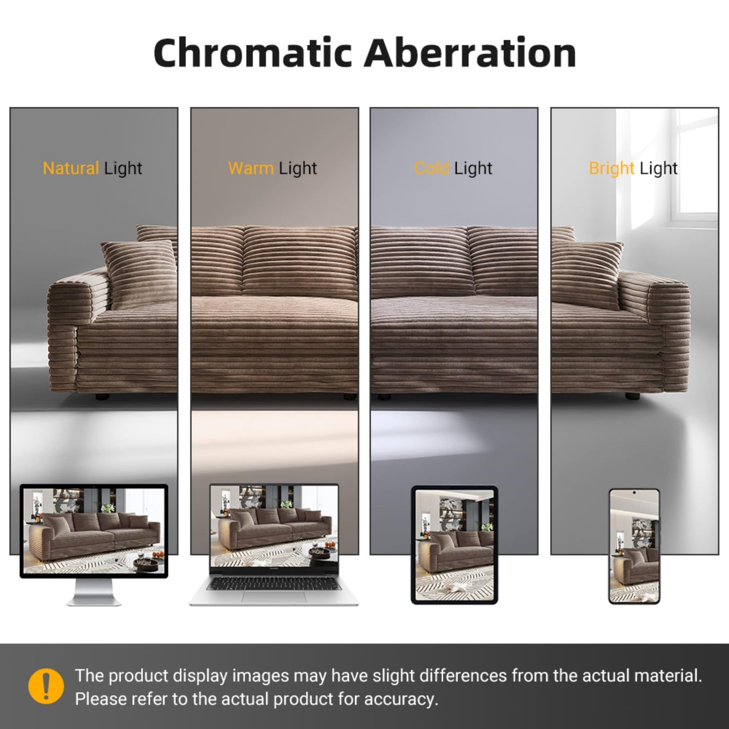KEIKI 102.4" Sectional Couches, Modern Comfy Upholstered Sofa Cloud Couch, Deep Seat 4 Seat Sofa Set with Soft Pillows for Living Room Bedroom,Apartment,Office, Camel