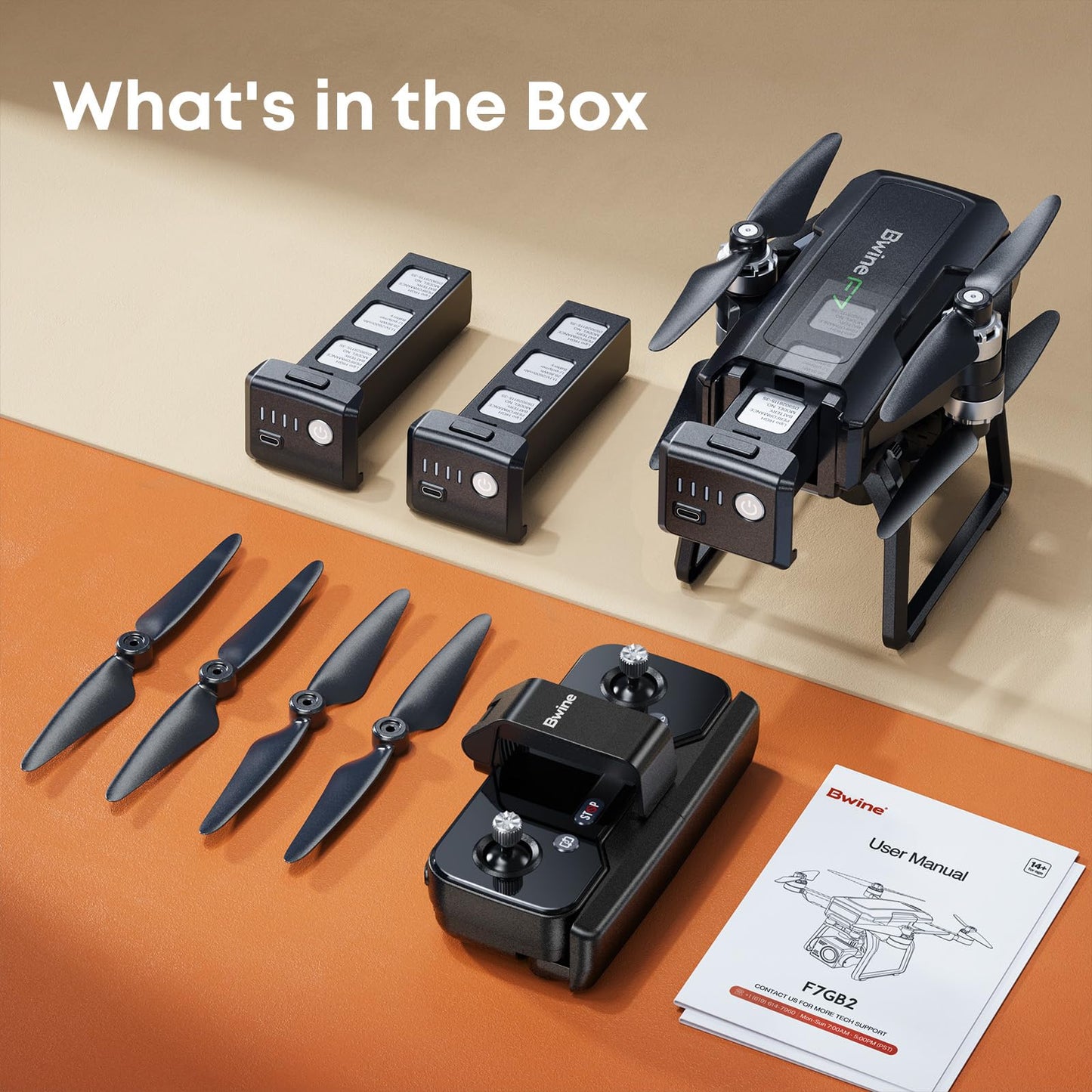 Bwine F7GB2 Pro Drones with Camera for Adults 4K UHD Aerial, 3-Axis Gimbal, 10000FT Control, 75 Mins Flight Time with 3 Batteries, GPS Follow, Waypoint, Orbit Fly, Auto Return, Beginner Mode