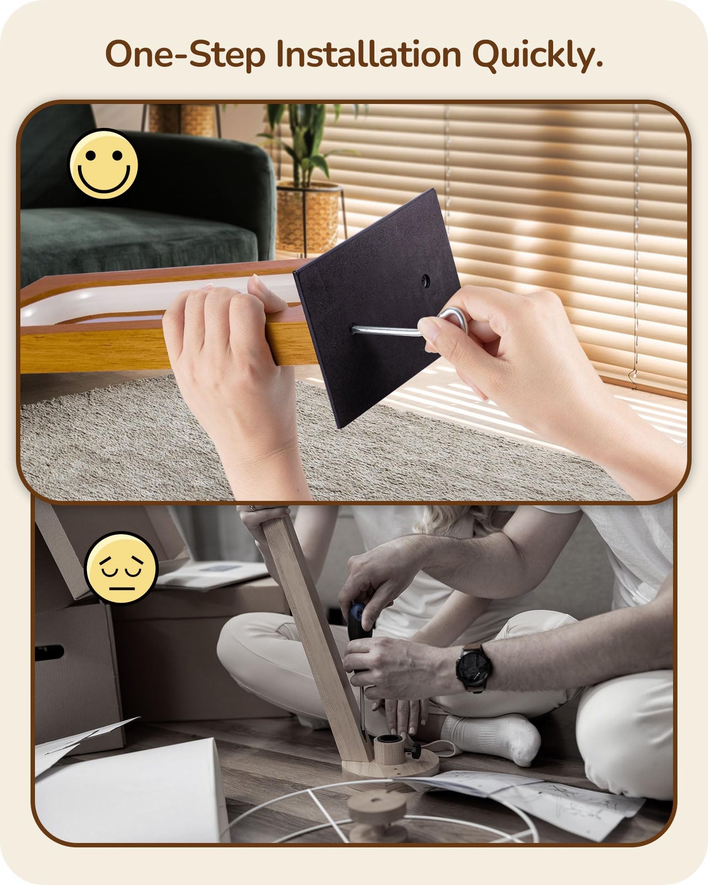EDISHINE LED Table Lamp, Dimmable Touch Control, 13.58inx6.3inx14.17in, Dark Wood Color