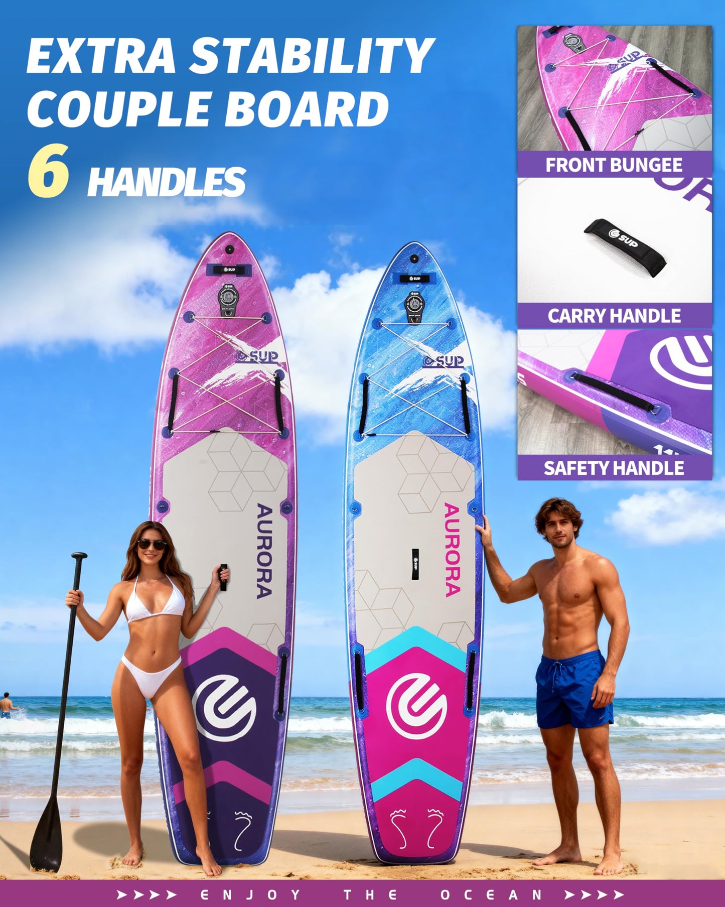ESUP Extra Wide Inflatable Paddle Board 11’6" ×34/35" ,Super Stable Stand Up Paddleboards for 2 Person/Family/Large Size, Inflatable SUP with Paddle, Pump & Shoulder Strap