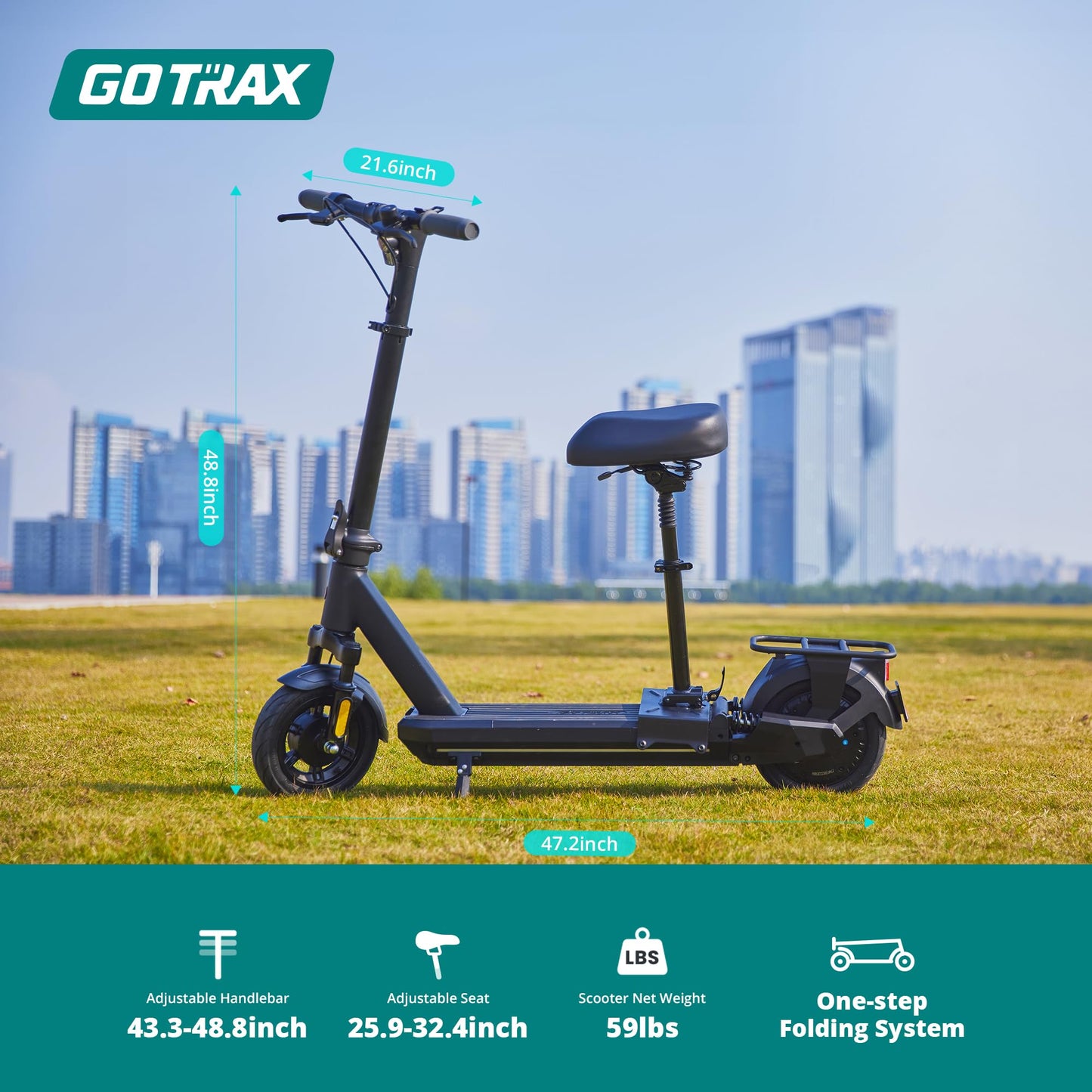 Gotrax ECLIPSE ULTRA Saddle Electric Scooter for Adults, Max 38 Mile 20Mph 500w Motor, 10" Tire, Bright Headlight Taillight, Aluminum Alloy Frame Cruise Control, Foldable Escooter w/Seat for Commute