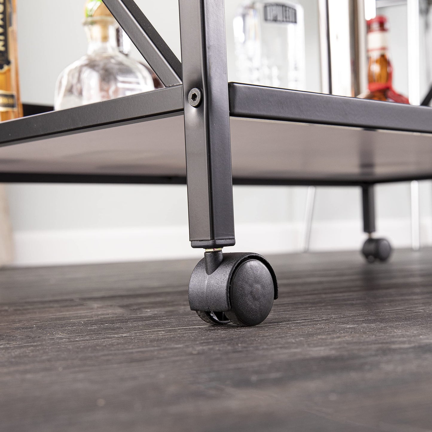 SEI Furniture - Maxton Bar Cart - Transitional Design, Black Iron and Wood - Ideal for Living Room, Home Bar (HZ1221440)
