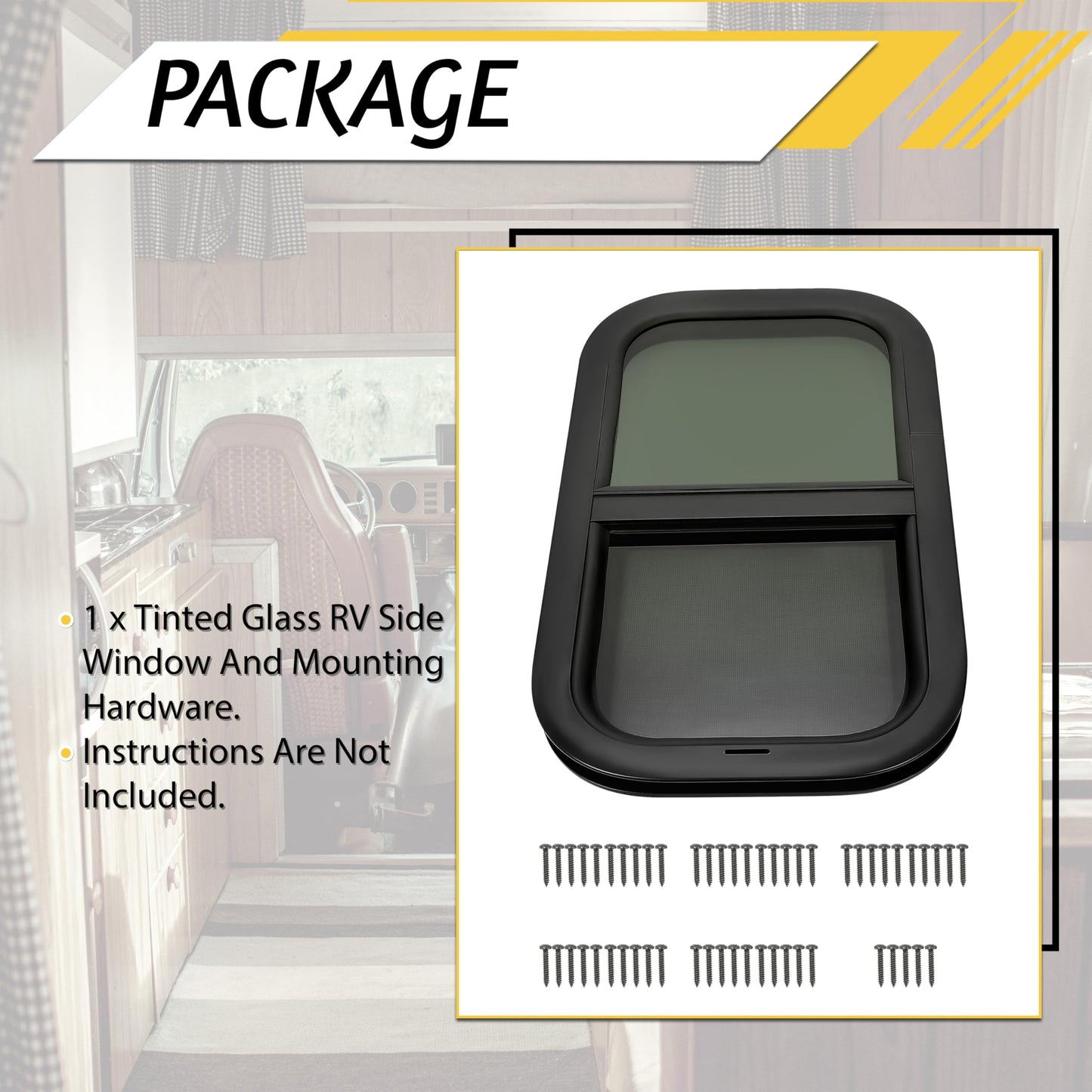 KUAFU RV Vertical Sliding Window 12in x 22in Tinted Glass Replacement - Model GO-2735