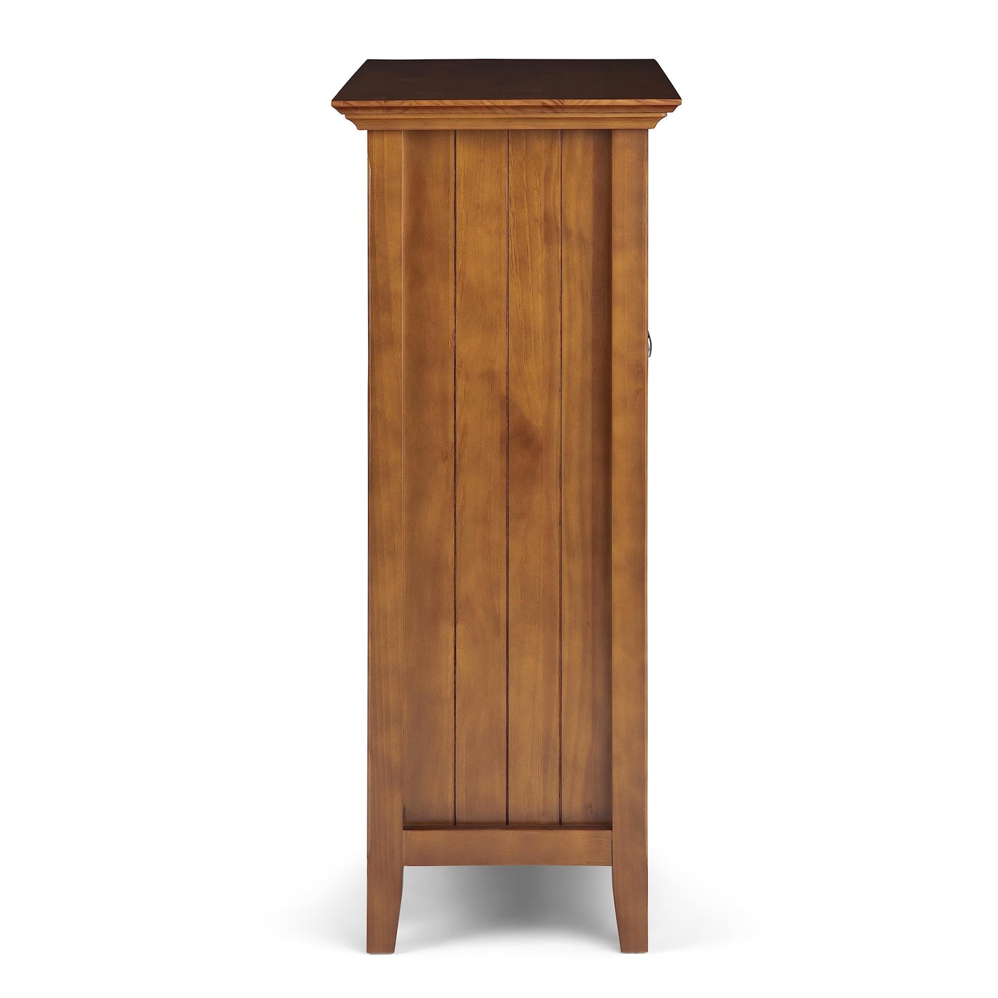 SIMPLIHOME Acadian Storage Cabinet - 39 inch Wide Solid Wood 4-Shelf Display Cabinet in Light Golden Brown, Transitional Cupboard for Living Room or Dining Room with Glass Doors and Adjustable Shelves