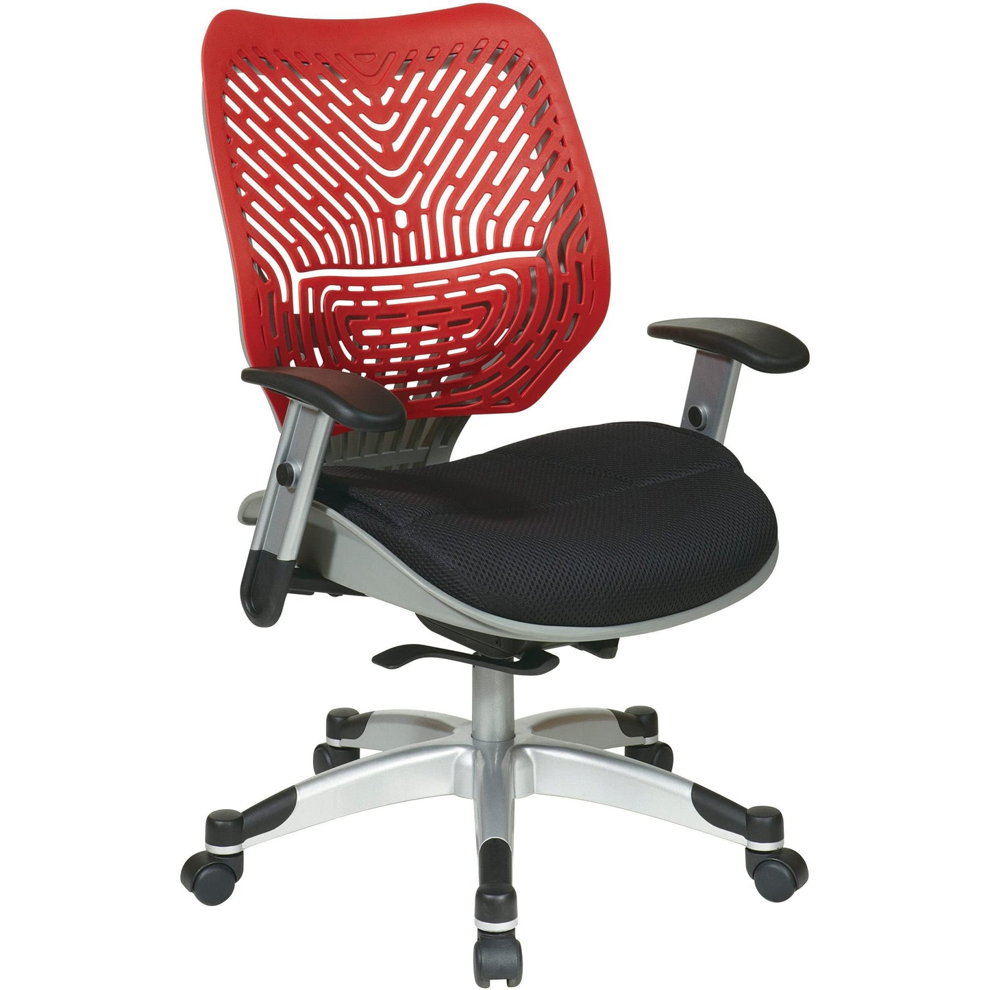 Space Seating 86 REVV Series Self-Adjusting SpaceFlex Back Office Desk Chair with Lumbar Support and Padded Mesh Seat, Fog and Raven
