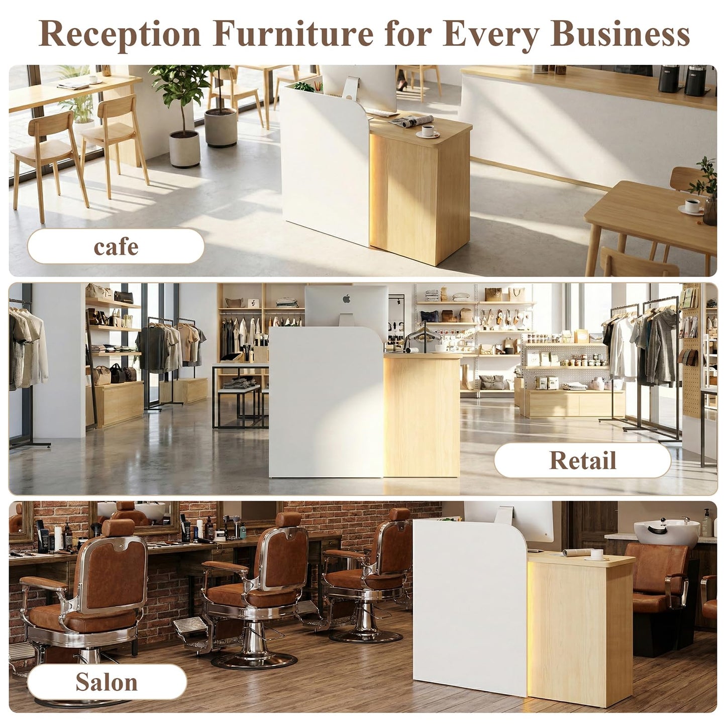 Laxodor 24'' Small Reception Desk with LED Lighting & Drawer