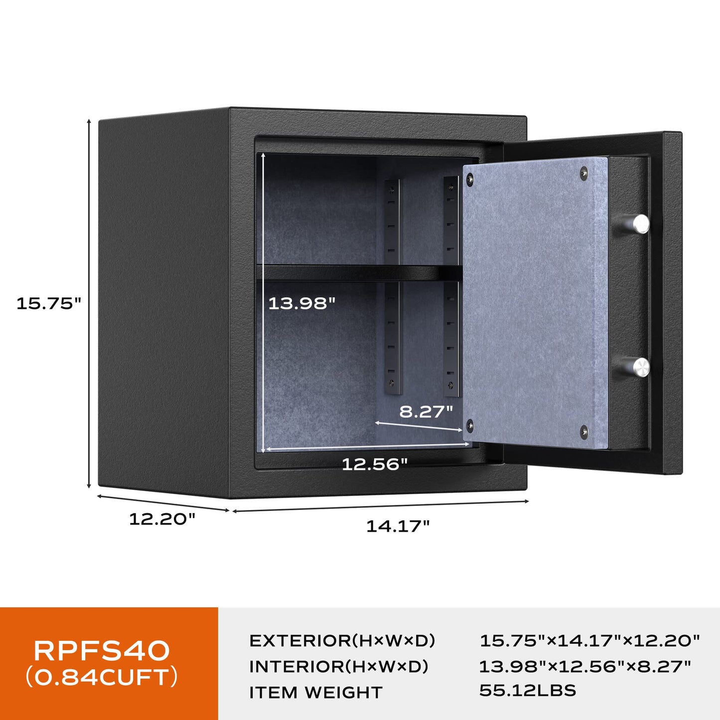 RPNB Deluxe Biometric Fireproof Safe Box,Digital Fingerprint Fireproof Waterproof Safe with Touch Screen,Removable Shelf and 3 Spoke Handle,Home Safes for Cash Documents Jewelry,0.84 Cubic Feet