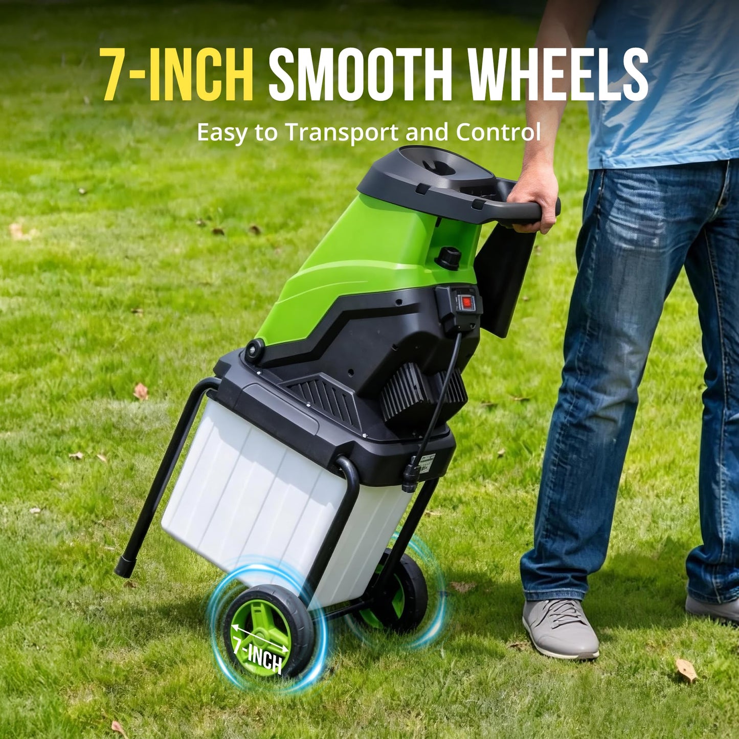 SWIPESMITH Wood Chipper, 15-Amp 1.8" Cutting Diameter Electric Wood Chipper & Shredder with 50L Collection Bag, Efficient Mulcher for Easy Clean up Ideal for Yard Waste and Branches