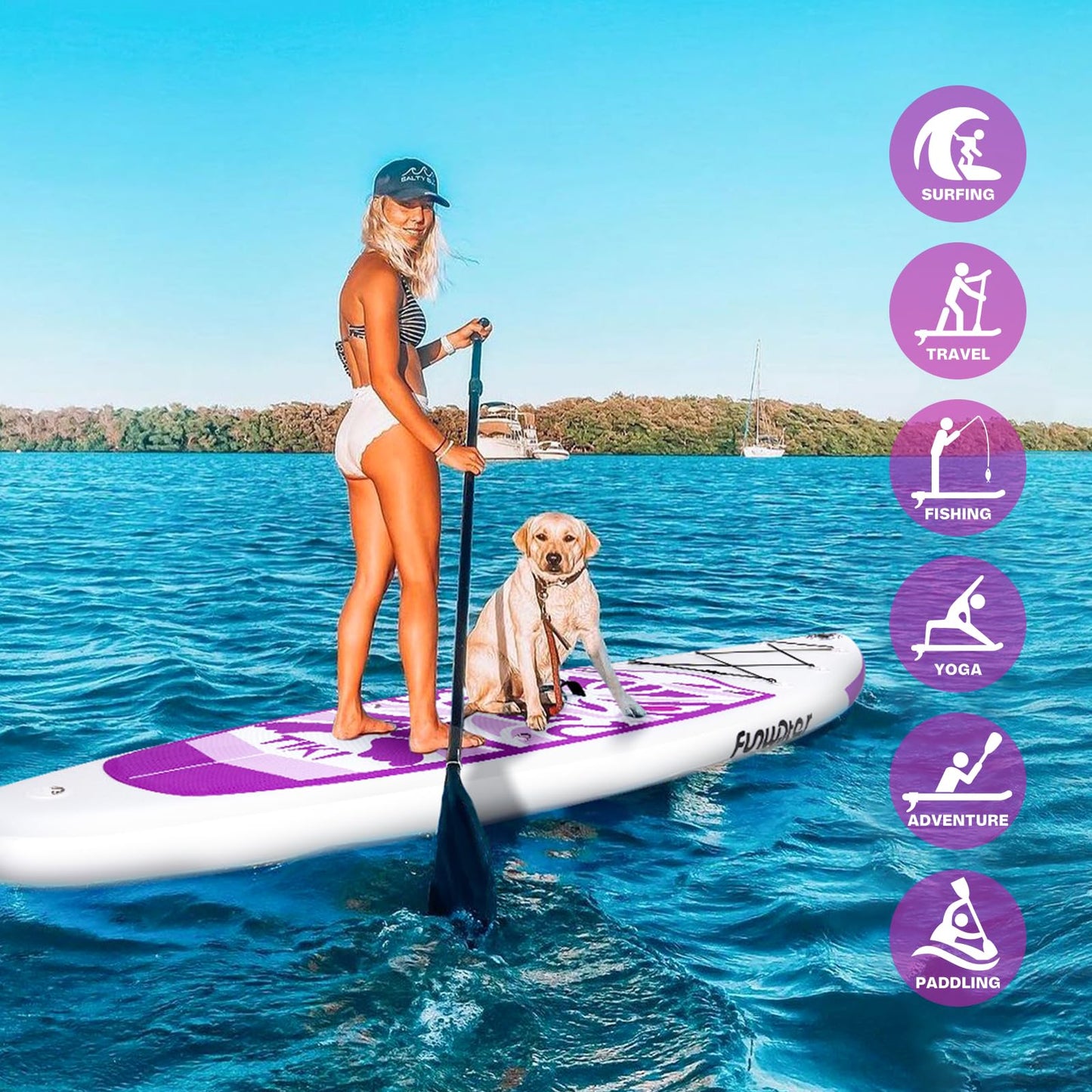 FunWater Inflatable 10'6×33"×6" Ultra-Light (17.6lbs) SUP for All Skill Levels Everything Included with Stand Up Paddle Board, Adj Floating Paddles, Pump, ISUP Travel Backpack, Leash,Waterproof Bag